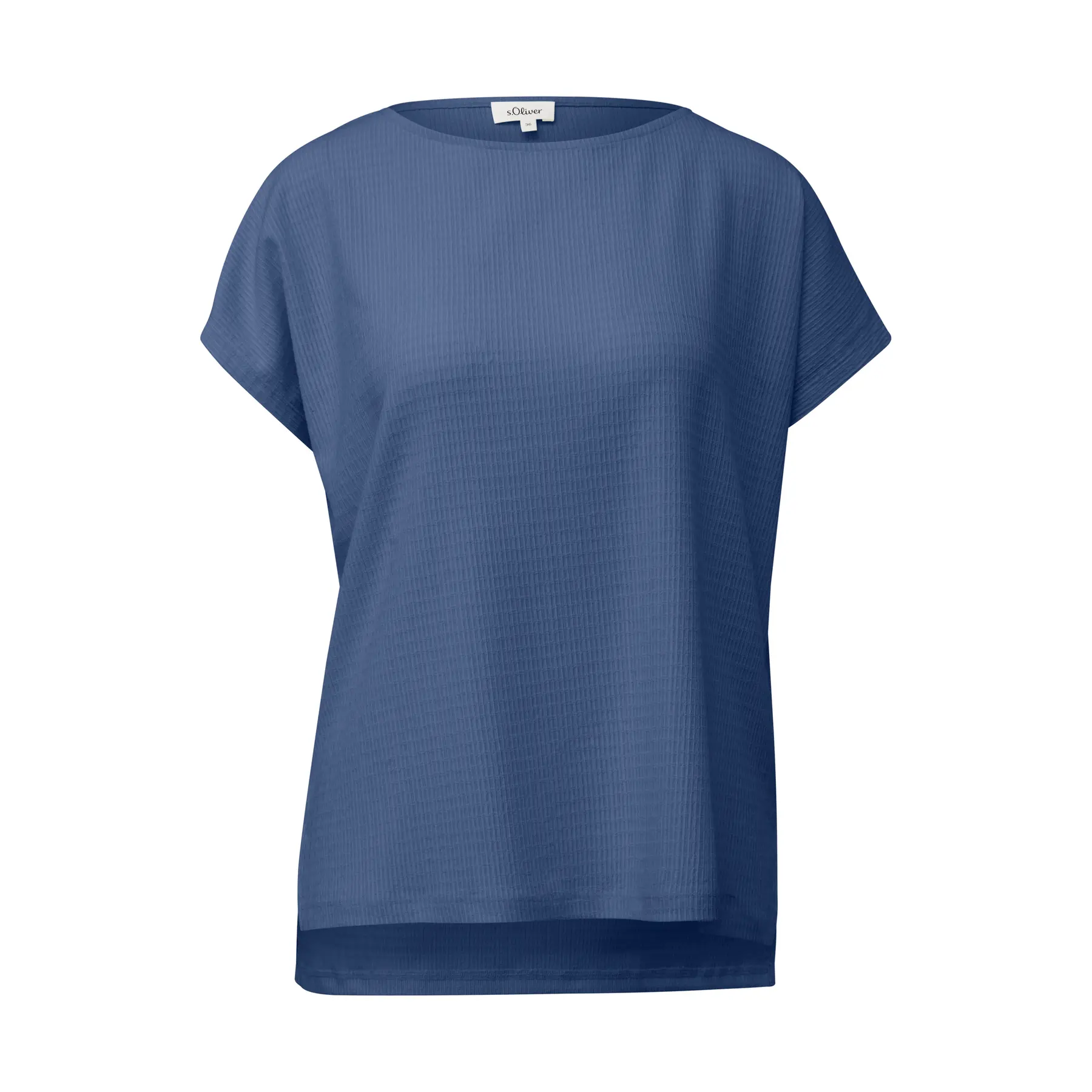 Texturiertes T-Shirt Relaxed Fit mit Bootsausschnitt für Damen s.Oliver