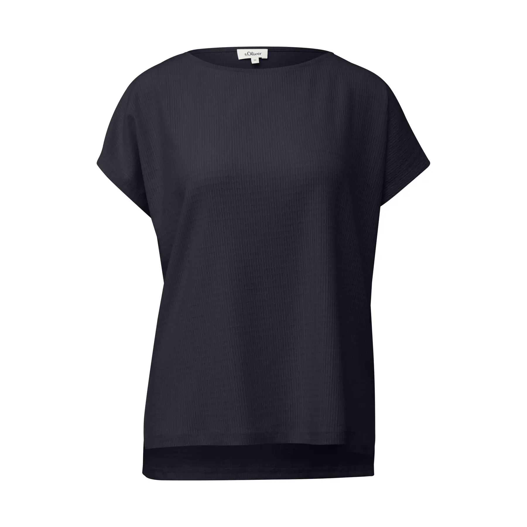 Texturiertes T-Shirt Relaxed Fit mit Bootsausschnitt für Damen s.Oliver