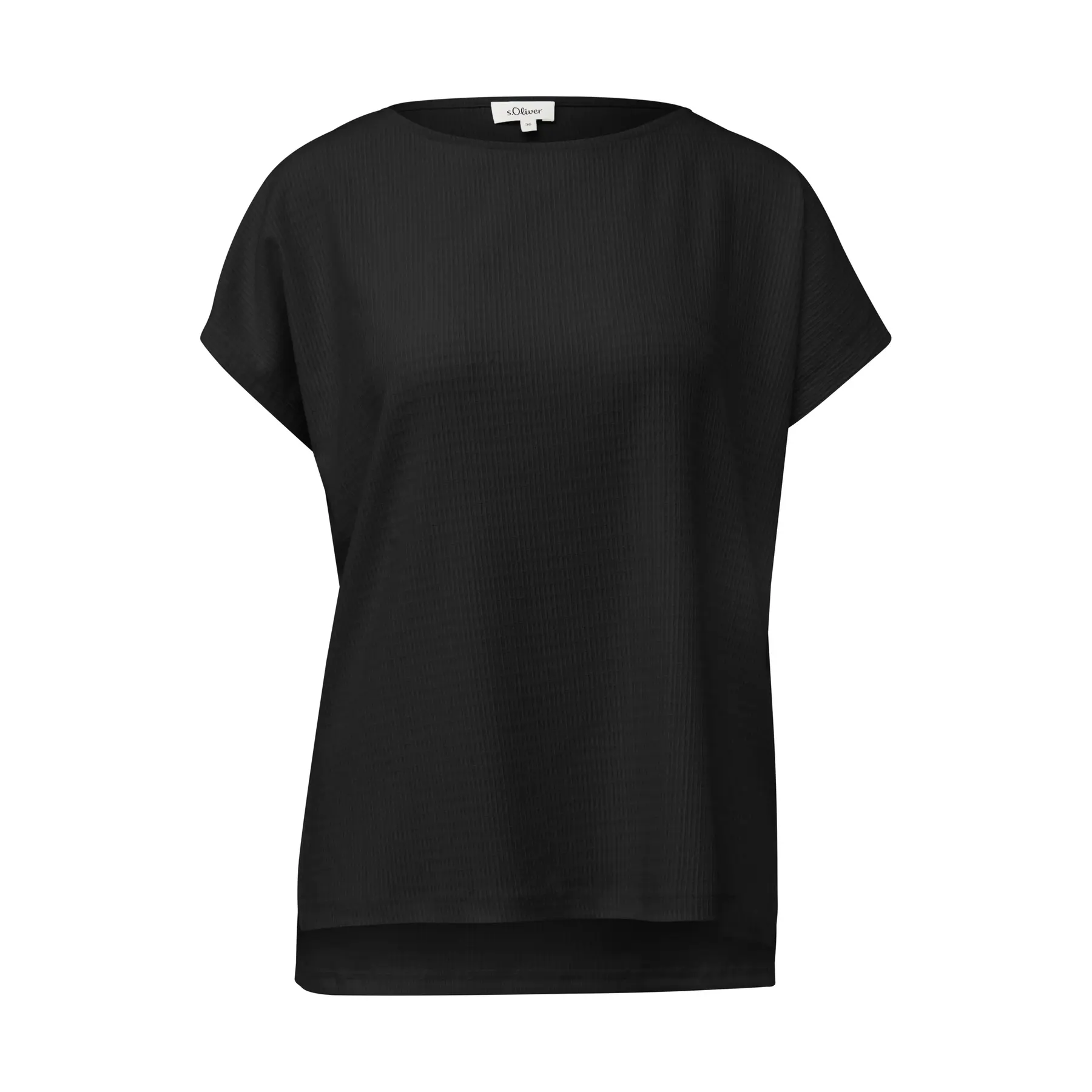 Texturiertes T-Shirt Relaxed Fit mit Bootsausschnitt für Damen s.Oliver
