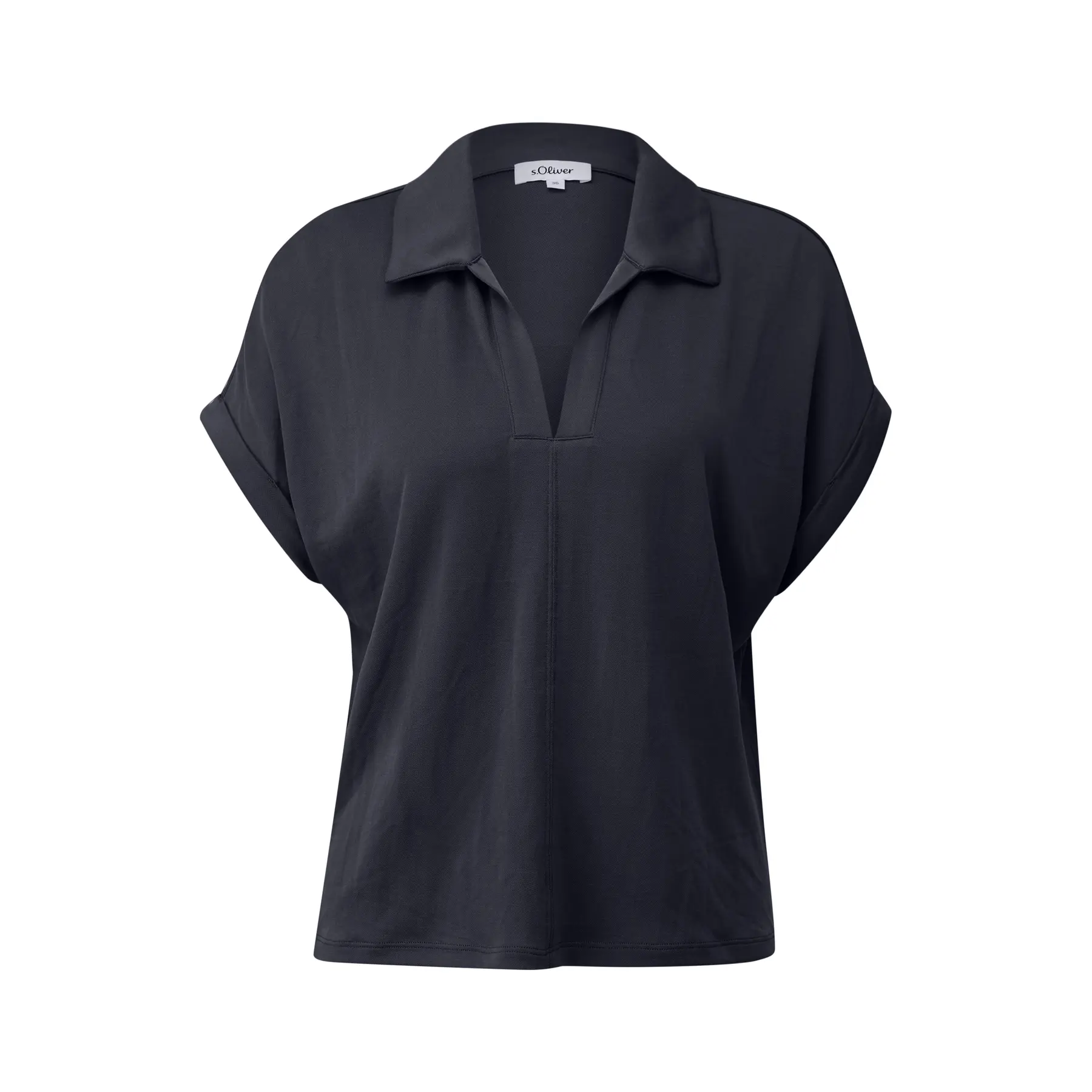 T-Shirt aus gemischter Modal mit Kragen für Damen s.Oliver