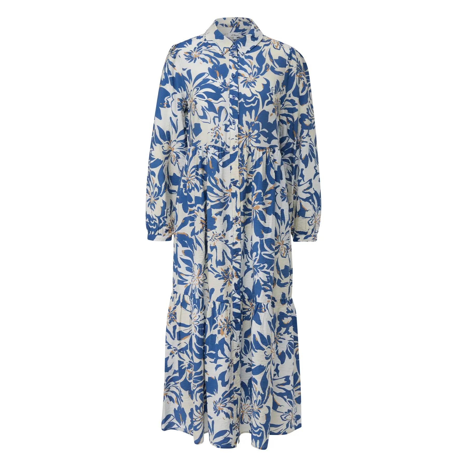 Damenkleid aus viskosemischung mit kragen und rüschen s.Oliver