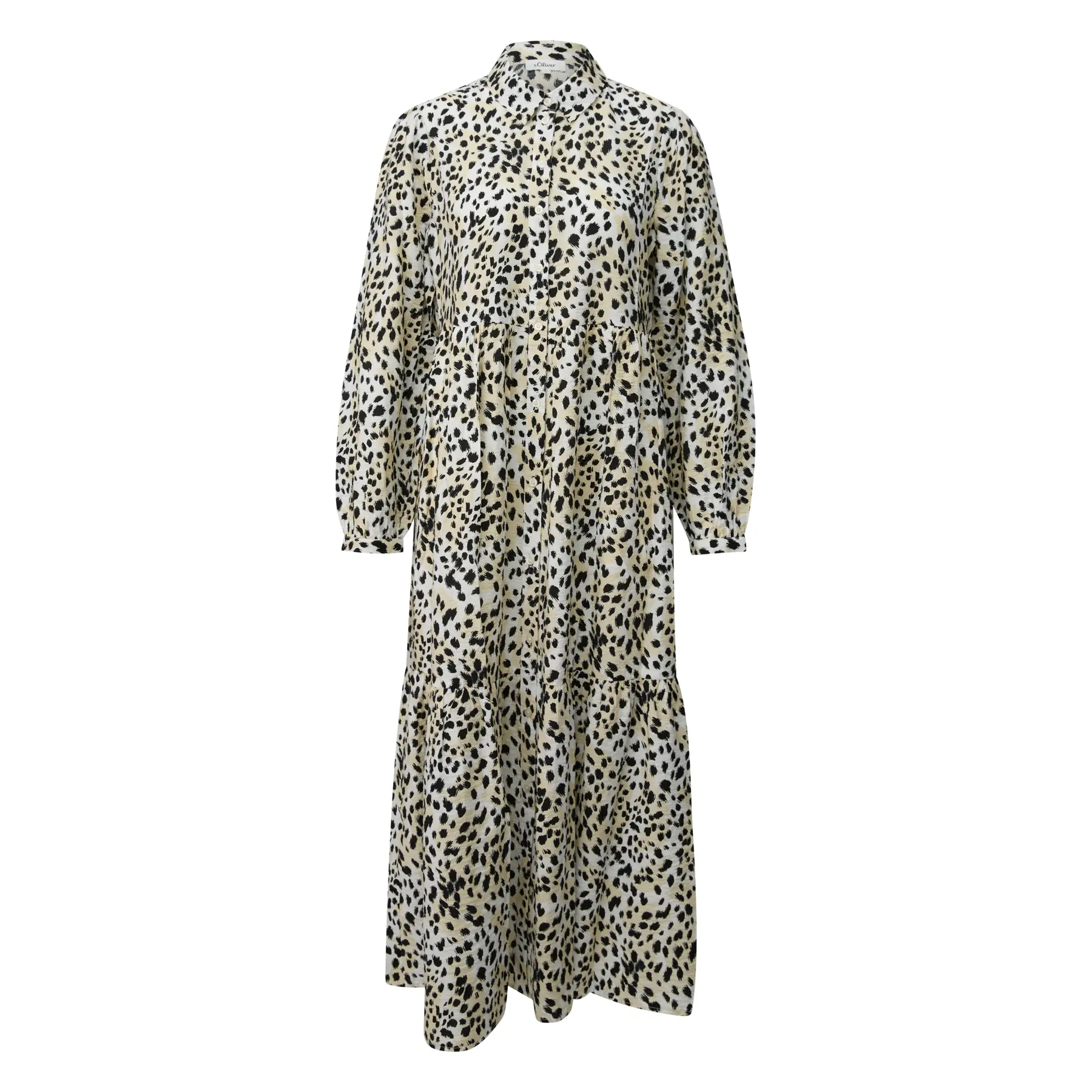 Damenkleid aus viskosemischung mit kragen und rüschen s.Oliver