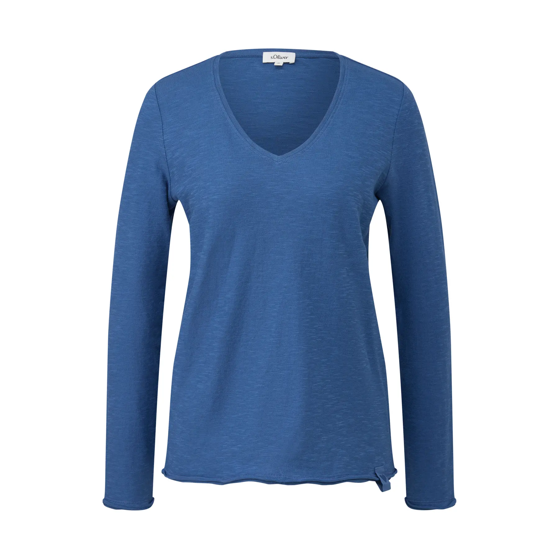 Jersey-T-Shirt mit V-Ausschnitt und Patch Artwork am Saum Damen s.Oliver
