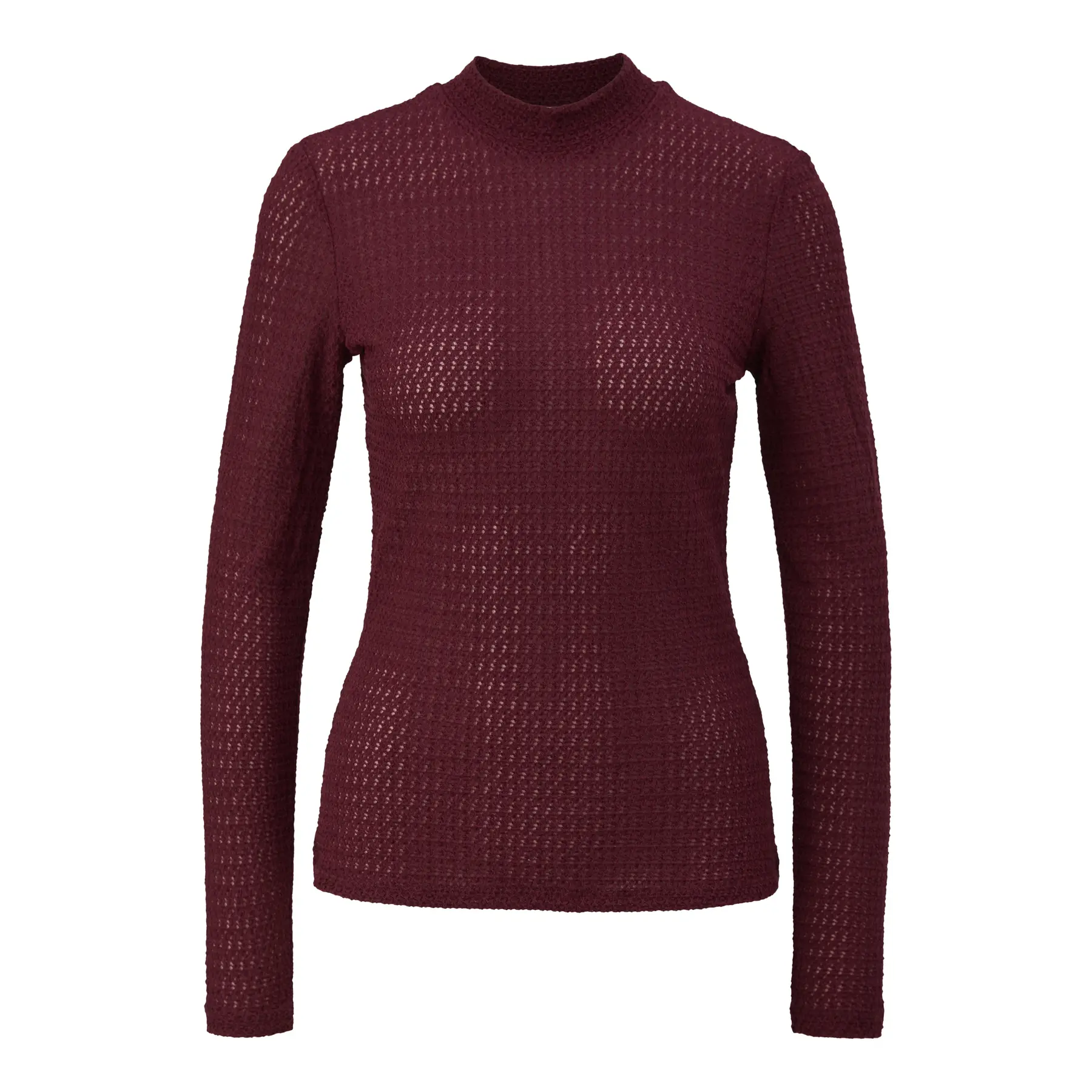 Damen Longsleeve Halbtransparentes T-Shirt mit Stehkragen s.Oliver