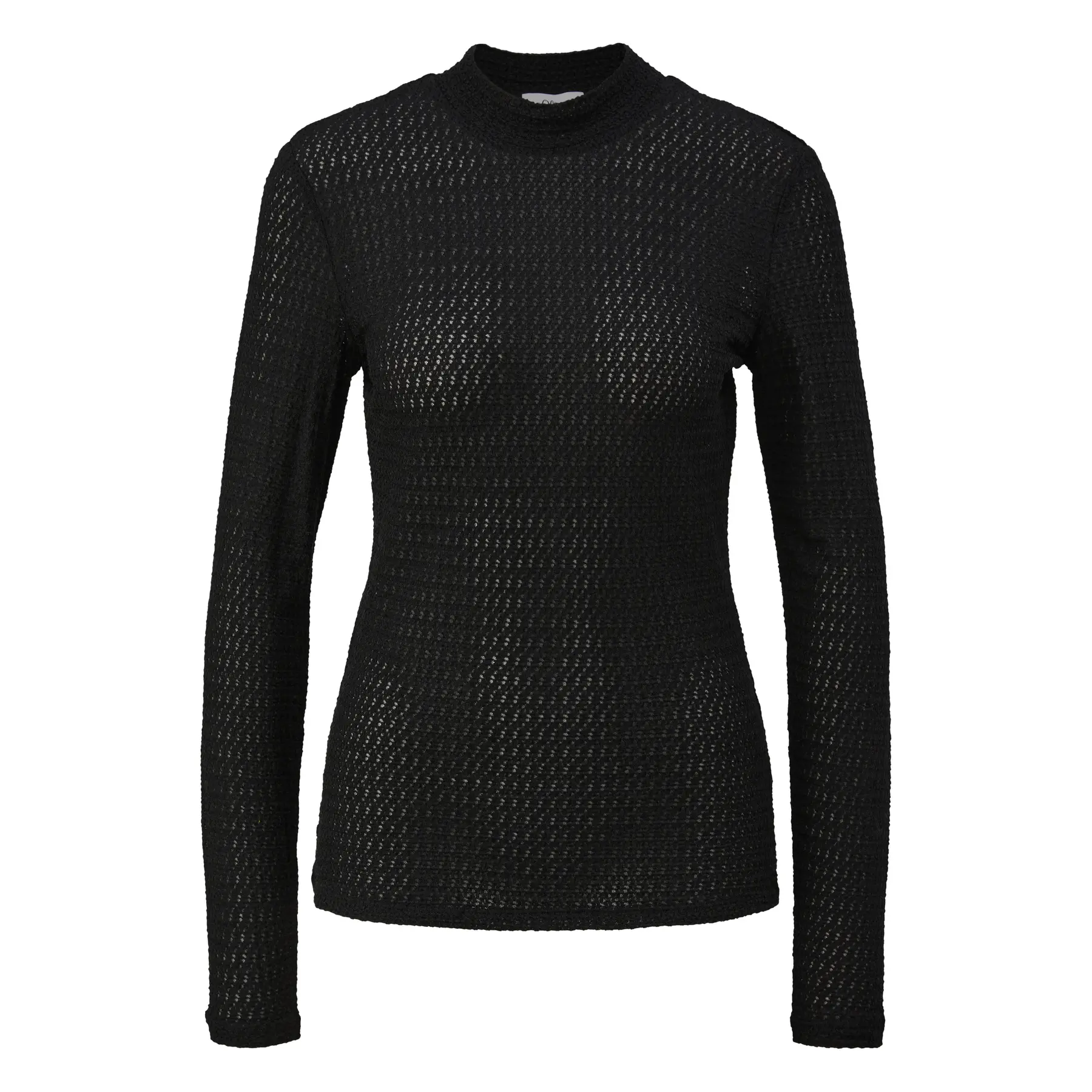 Damen Longsleeve Halbtransparentes T-Shirt mit Stehkragen s.Oliver