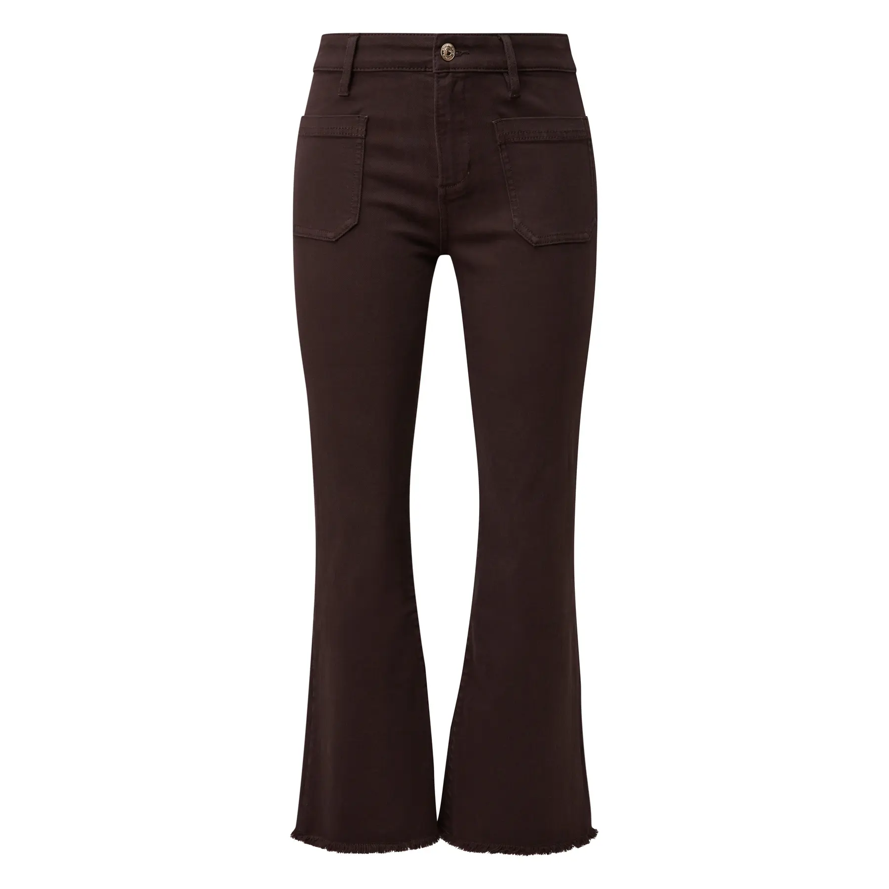 Frauen Cropped Slim Flared Jeans mit Fransen Saum s.Oliver