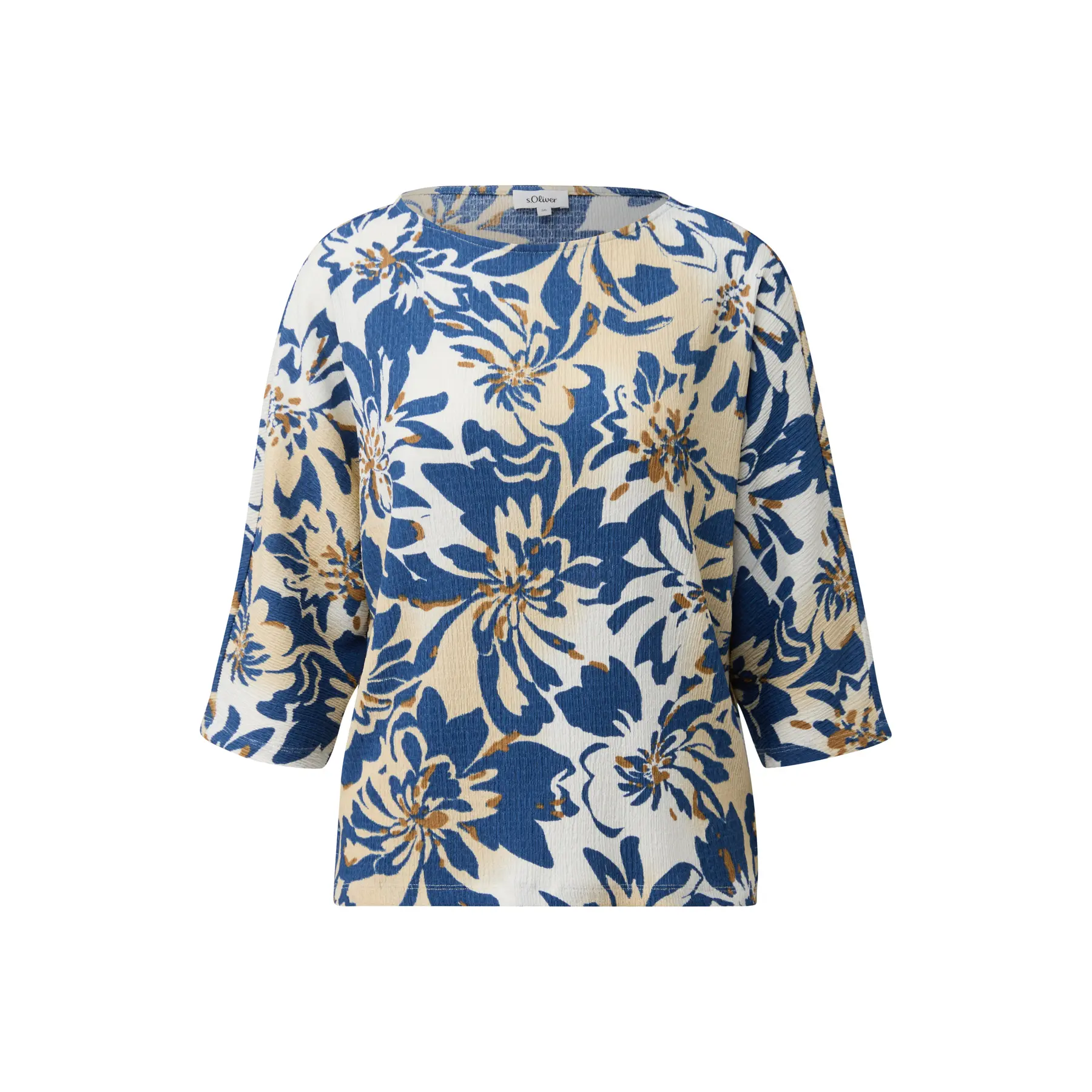T-Shirt Relaxed Fit mit 3/4 Fledermausärmeln und Allover-Print für Damen s.Oliver
