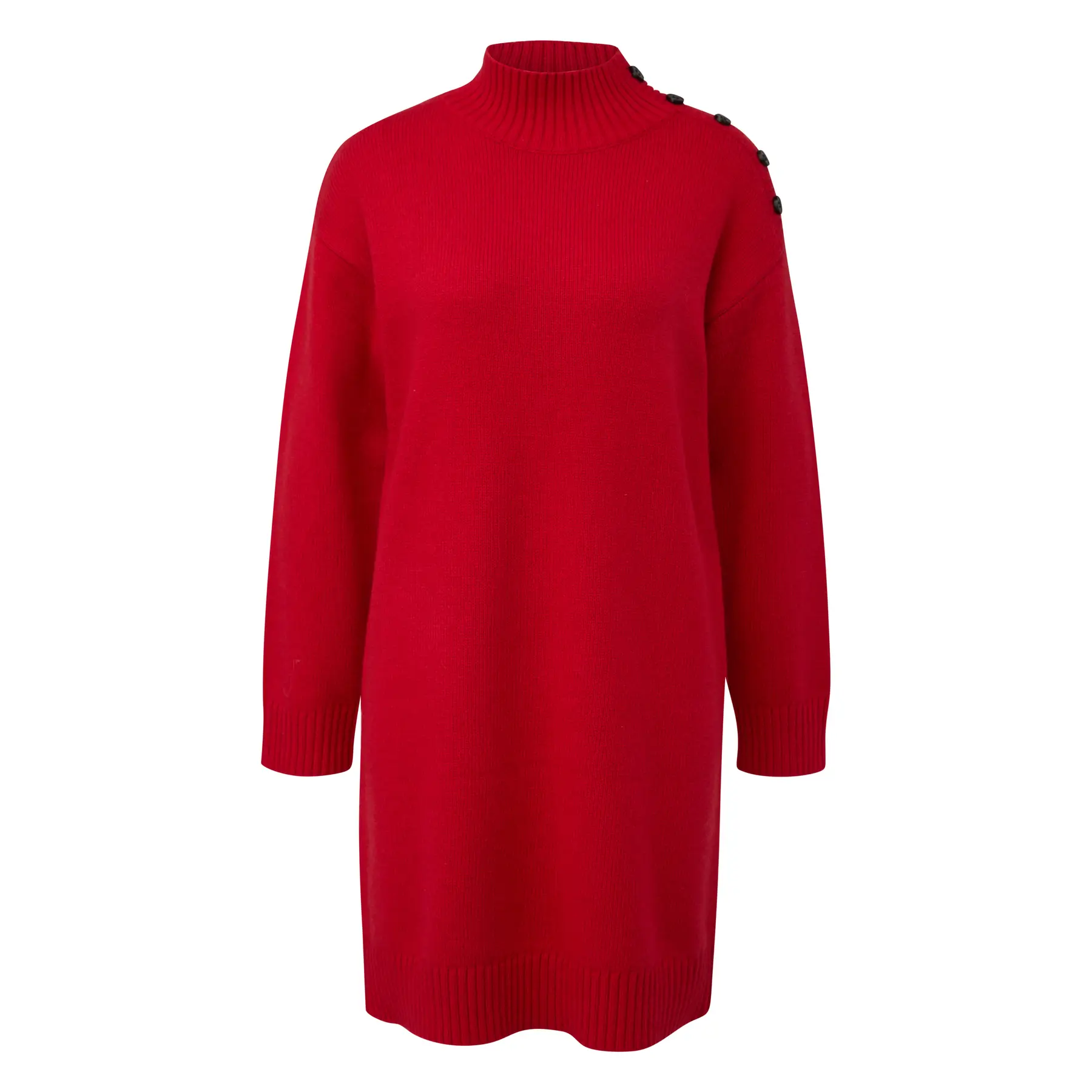 Midi-Strickkleid mit Stehkragen und Schulterknopfdetails Damen s.Oliver