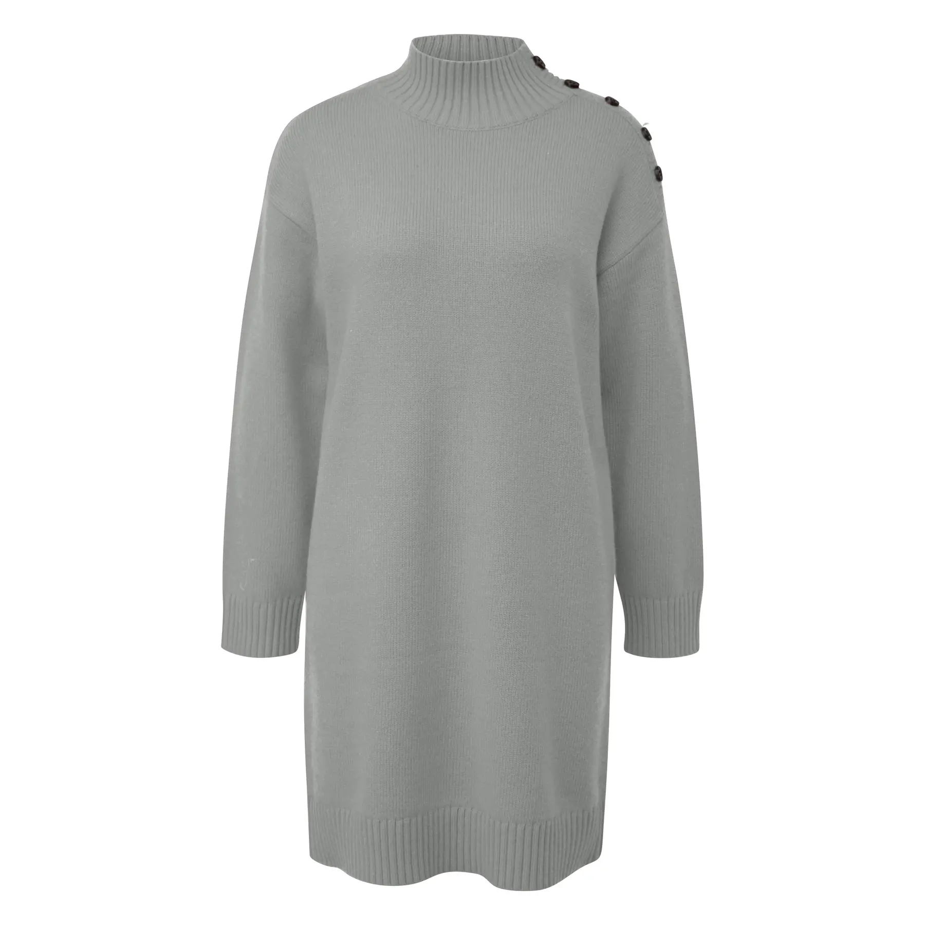 Midi-Strickkleid mit Stehkragen und Schulterknopfdetails Damen s.Oliver