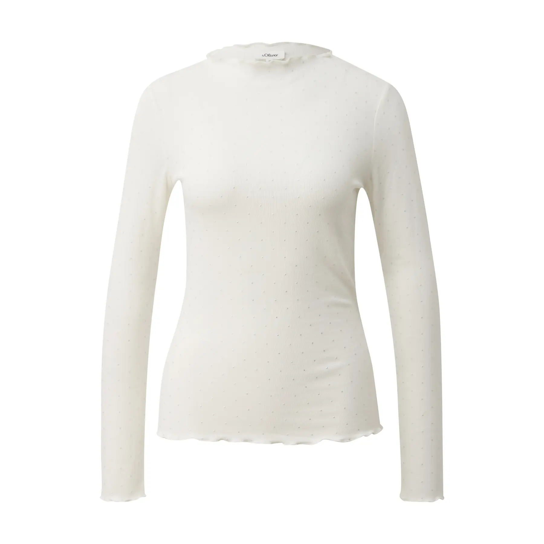 T-Shirt aus geripptem Jersey mit metallischen Details und gewellten Säumen Damen s.Oliver