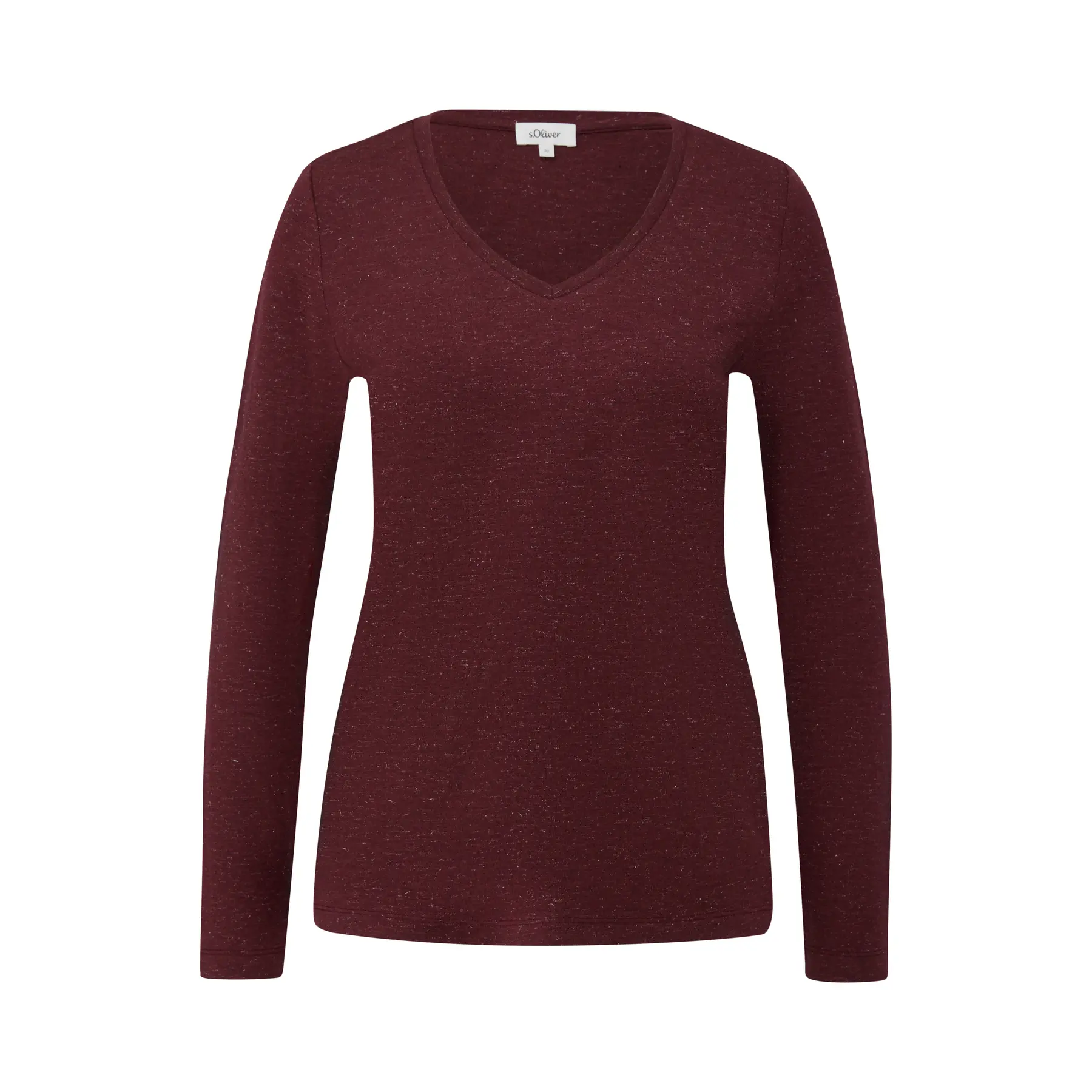 Langarmshirt mit V-Ausschnitt und funkelndem Garn Damen s.Oliver