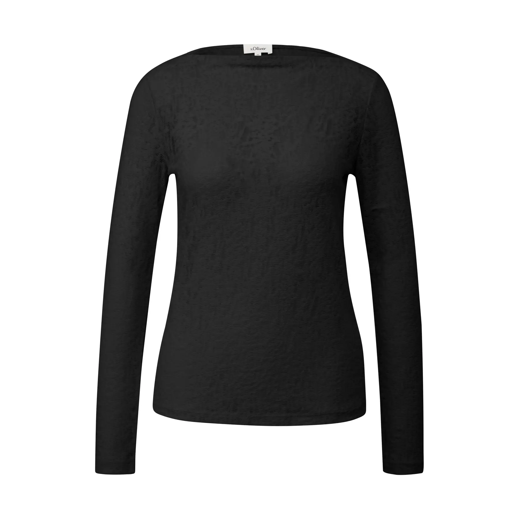 Strickjersey-Longsleeve-T-Shirt mit Spitze und Bootsausschnitt für Damen s.Oliver