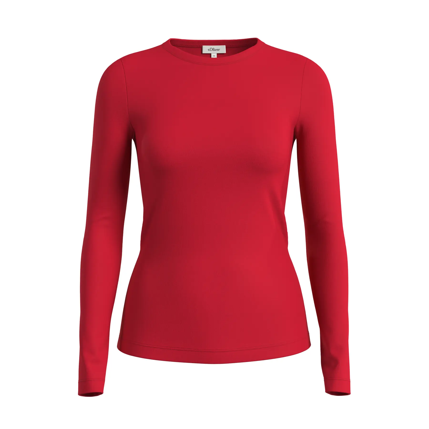 Slim Fit Langarm-Rippjersey T-Shirt mit Rundhalsausschnitt für Damen s.Oliver