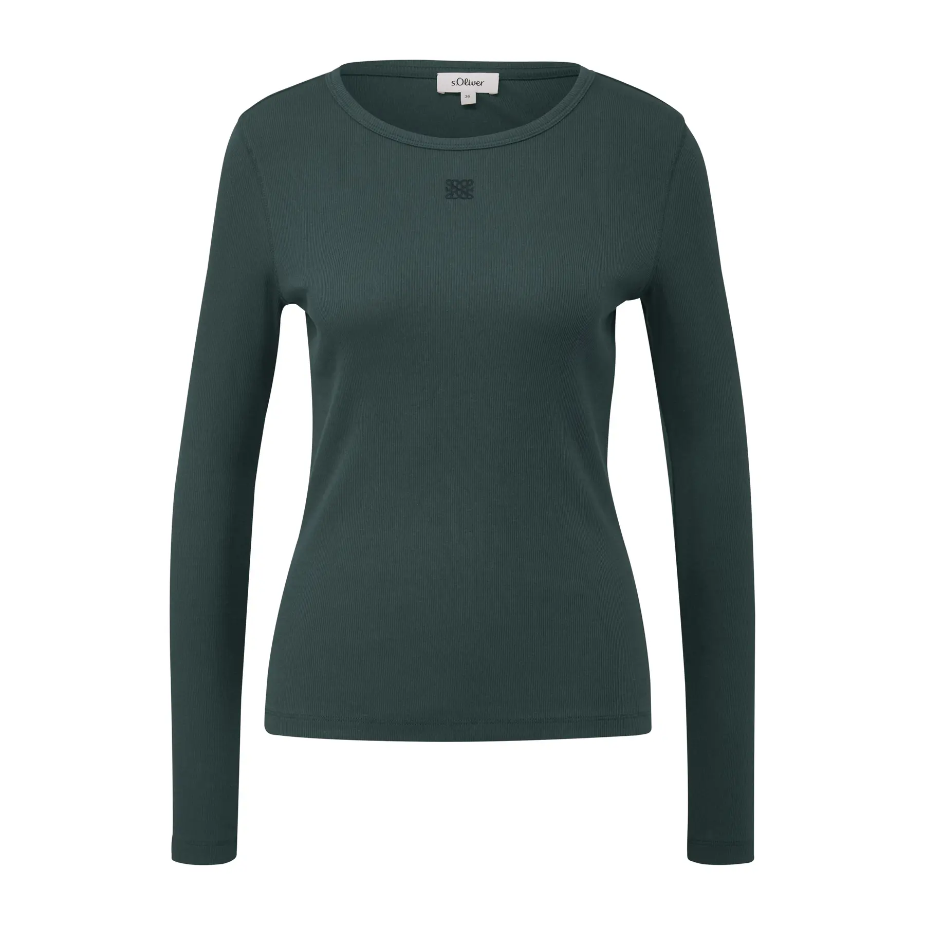 Damen Langarm-Ripp-T-Shirt mit besticktem Detail s.Oliver