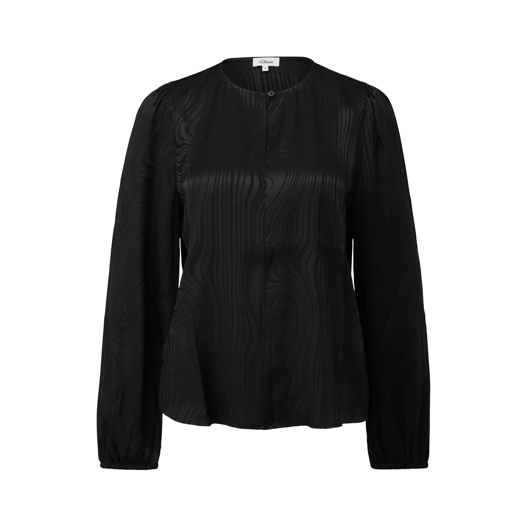 Langarm-Jacquardbluse mit Rüschen und Rundhalsausschnitt Damen s.Oliver