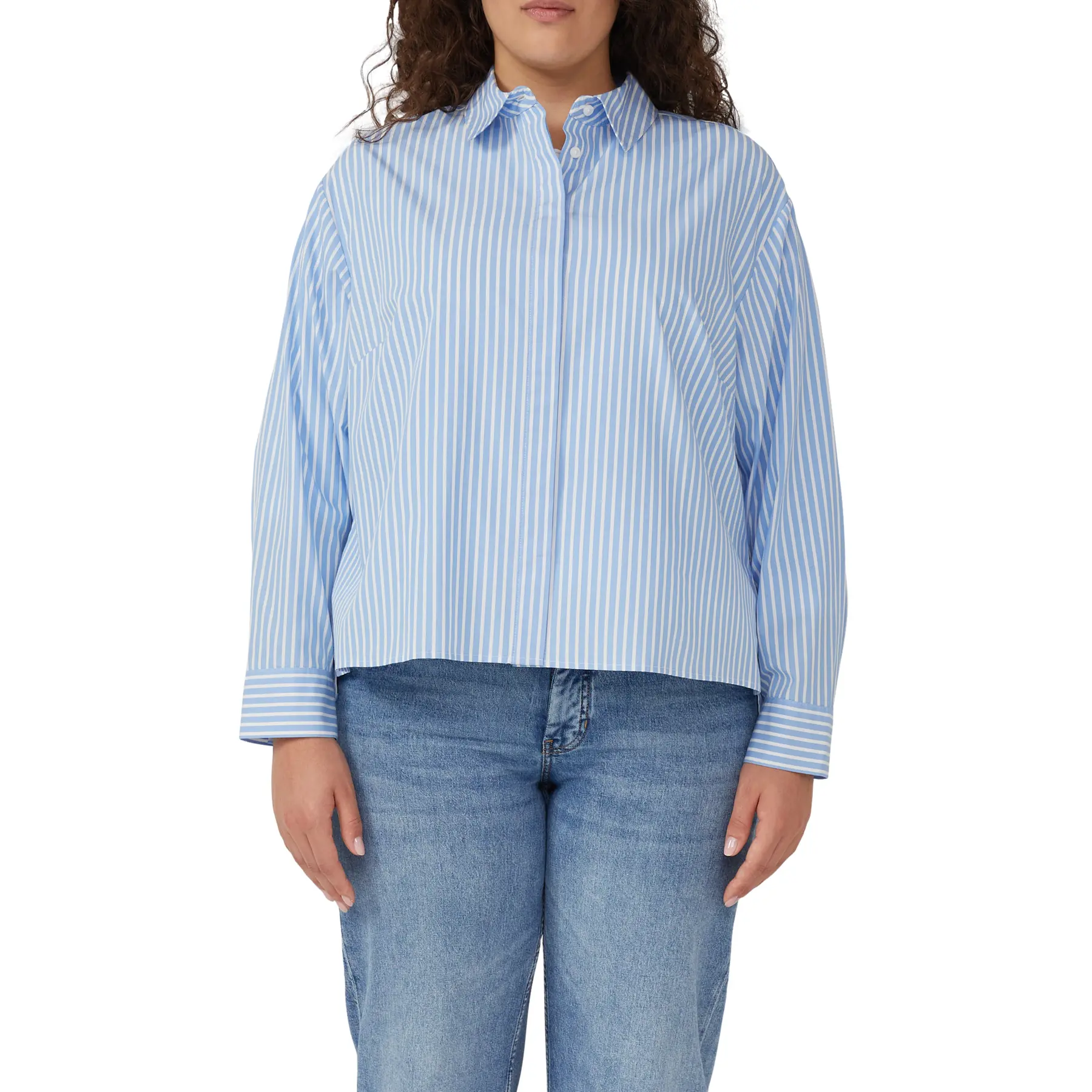 Blusa in popeline con spalle scese donna