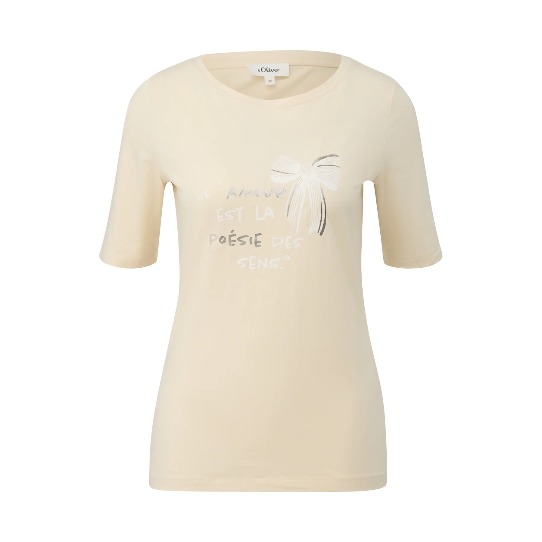 Damen Slim Fit T-Shirt aus Mischbaumwolle mit Druck vorne s.Oliver