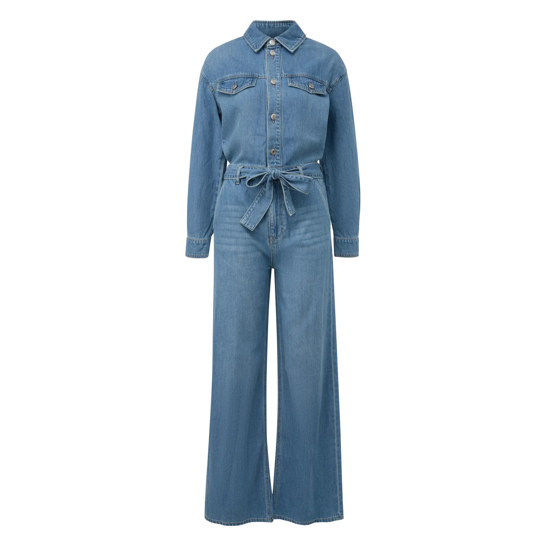 Denim-Overall mit Hemdkragen und Textilgürtel für Damen s.Oliver