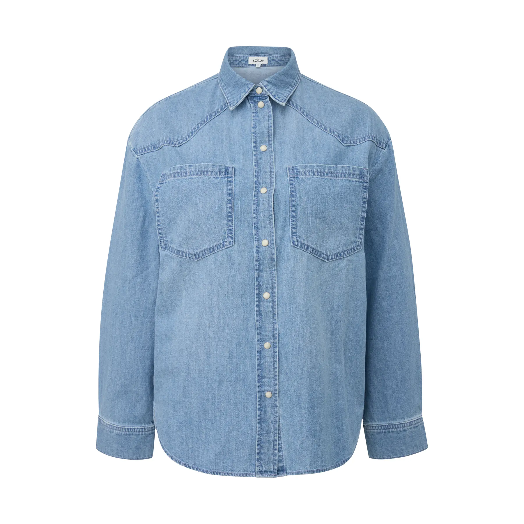 Oversize Baumwollbluse mit Kragen und aufgesetzter Tasche für Frauen s.Oliver