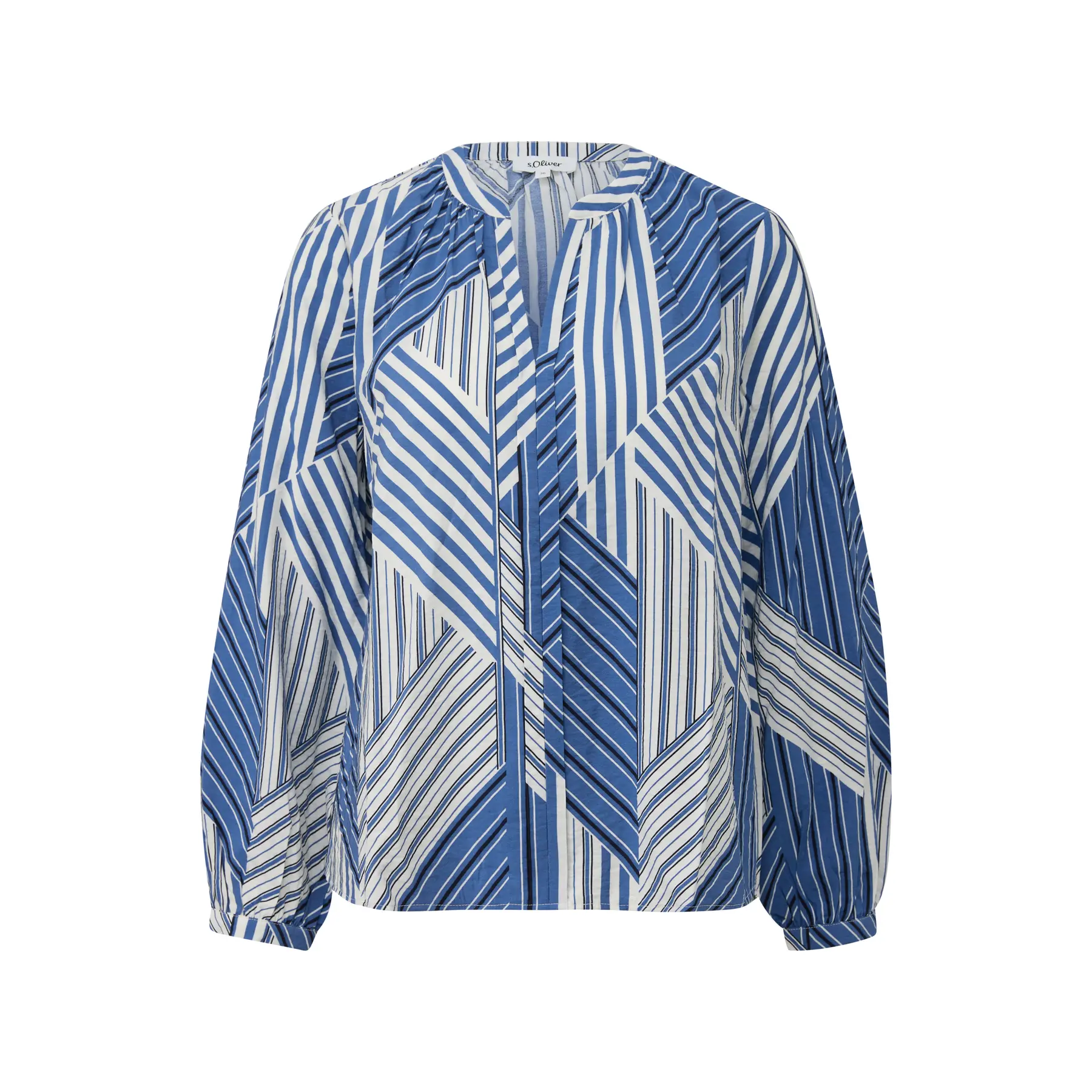 Fließende Viskosebluse mit Raffung und Allover-Print Damen s.Oliver