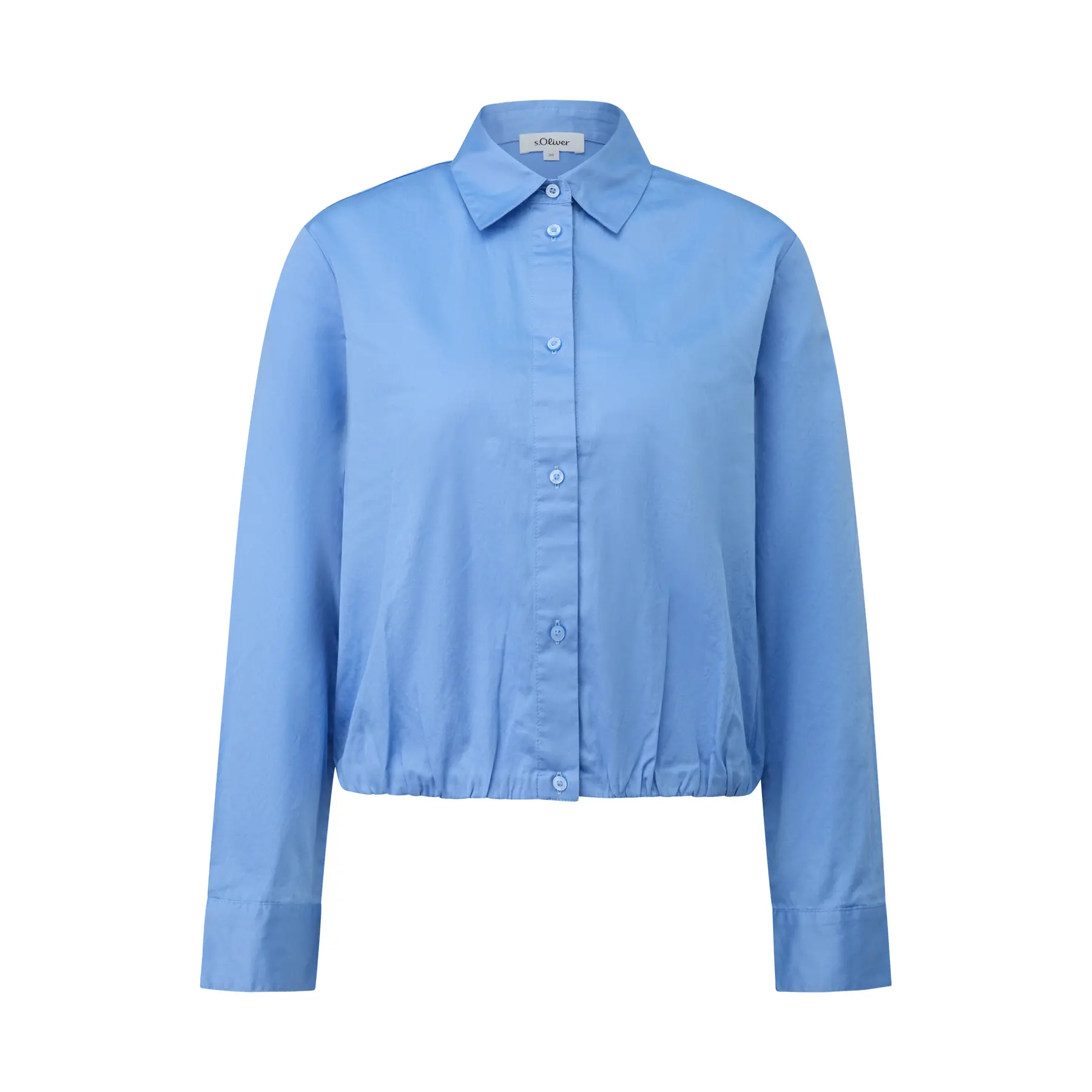 Entspannte Baumwollsatin Bluse mit Rüschen und Hemdkragen für Damen s.Oliver