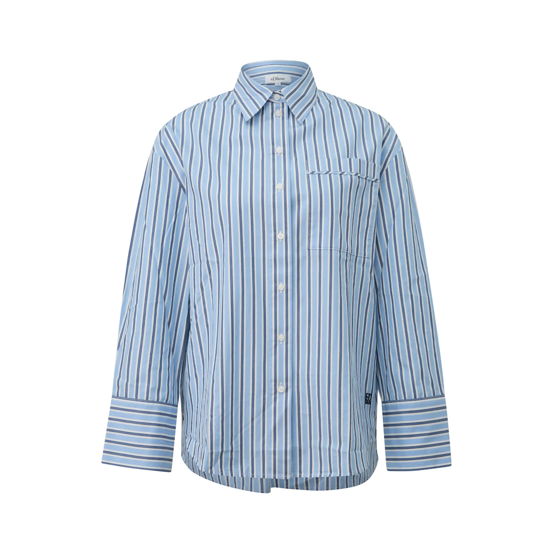 Gestreifte, lässige Baumwollpopeline-Bluse mit Kragen für Damen s.Oliver