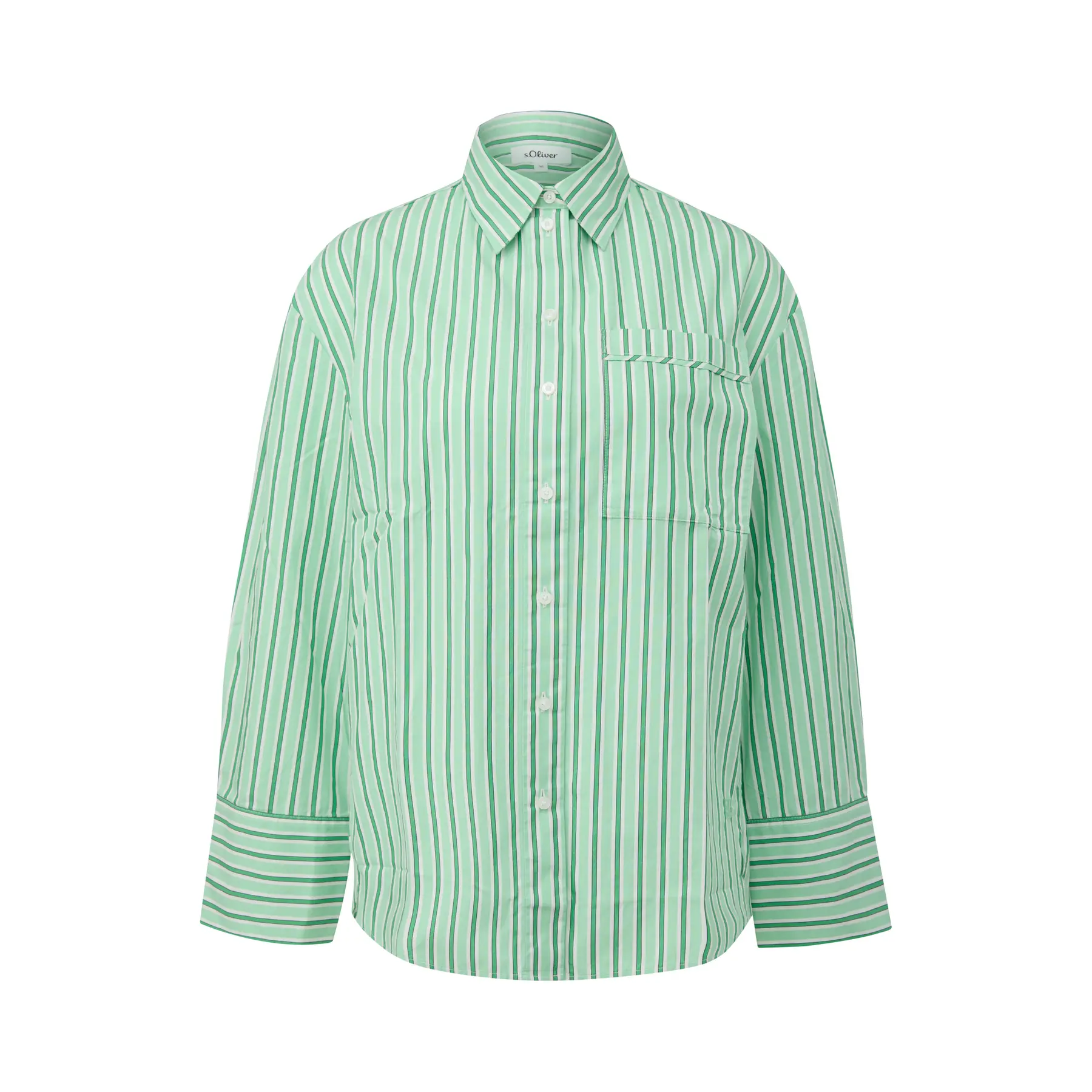 Gestreifte, lässige Baumwollpopeline-Bluse mit Kragen für Damen s.Oliver