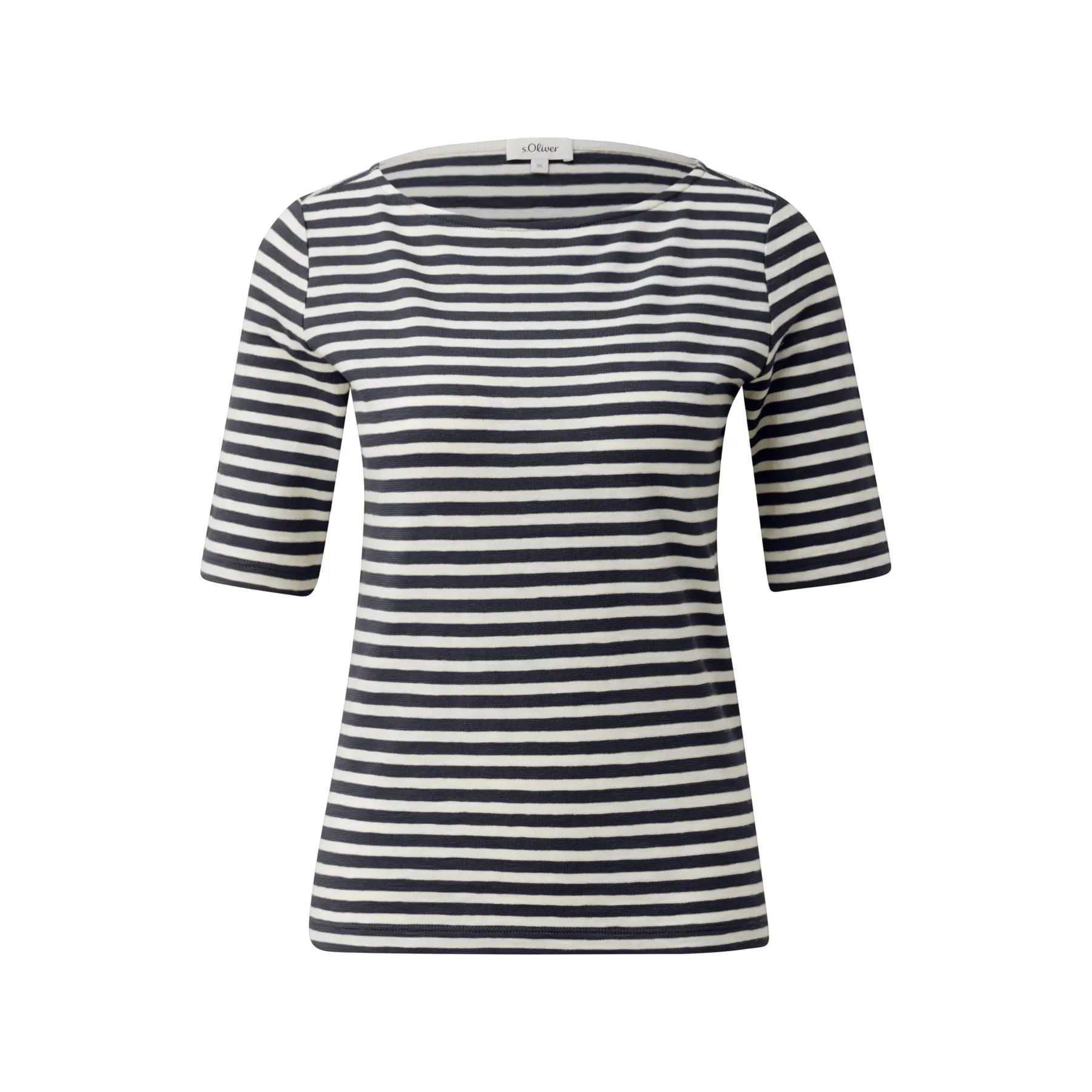 Gestreifter Slim-Fit T-Shirt aus Flammengarn für Damen s.Oliver