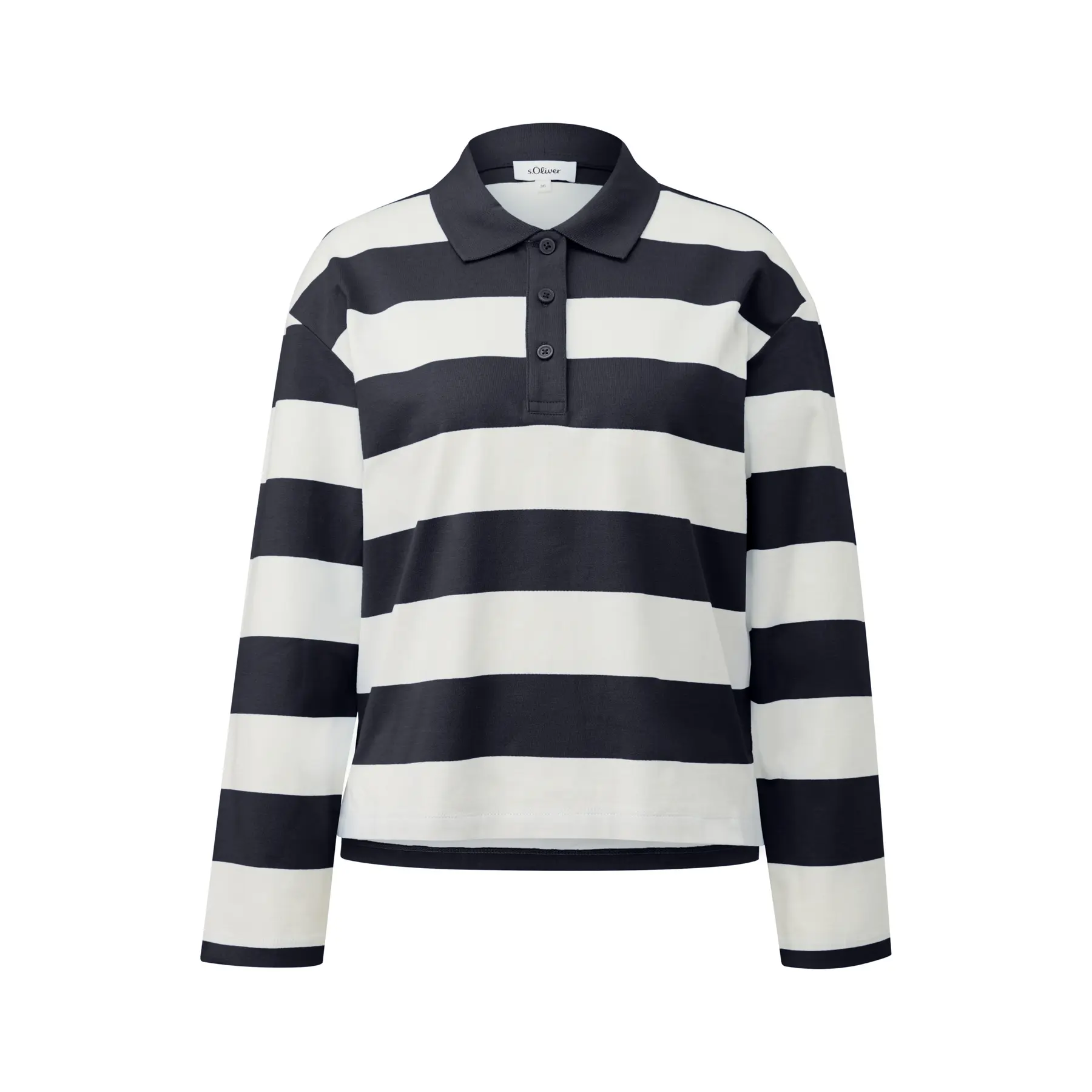 Gestreifter Pullover mit Polo-Kragen und verlängertem Rücken für Damen s.Oliver