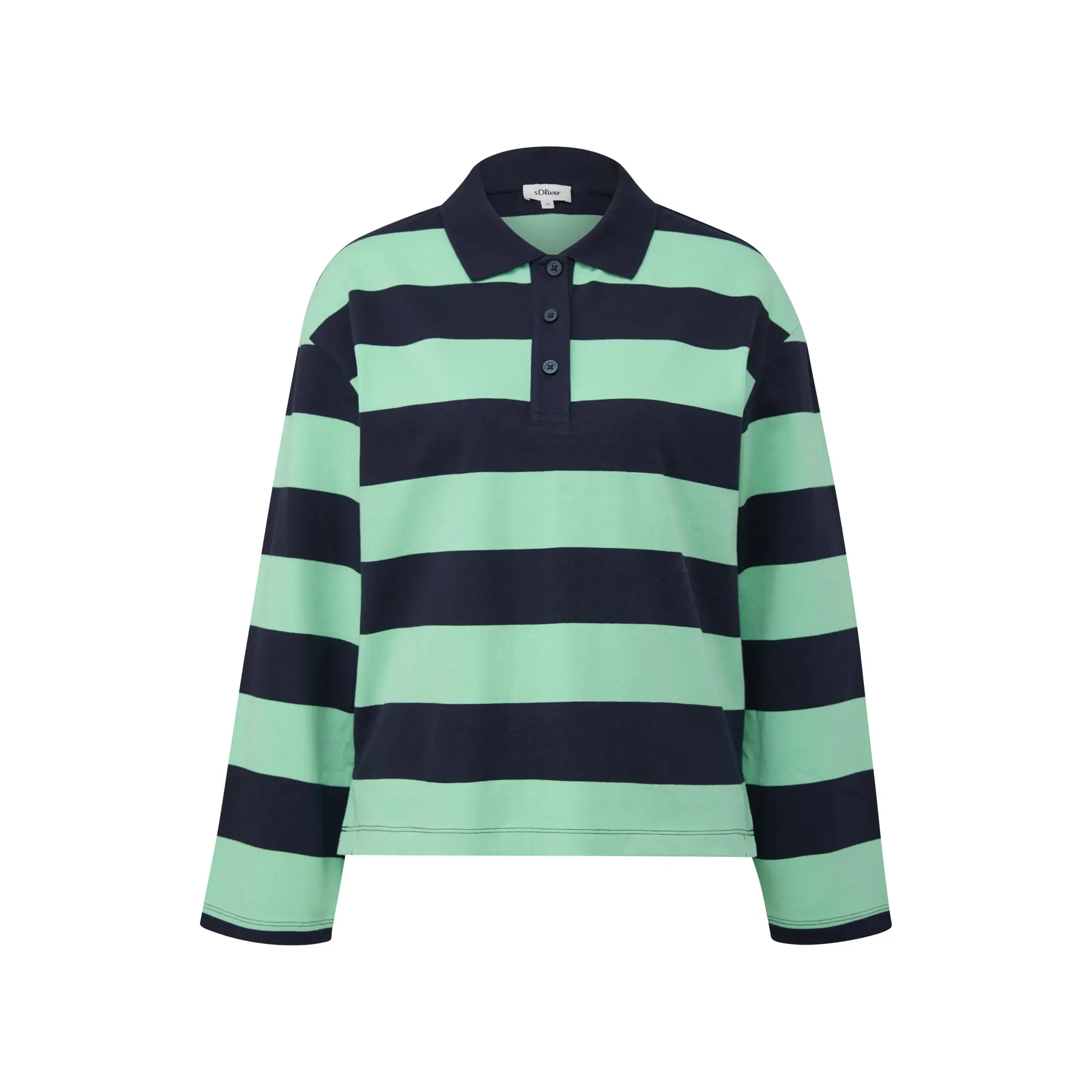 Gestreifter Pullover mit Polo-Kragen und verlängertem Rücken für Damen s.Oliver