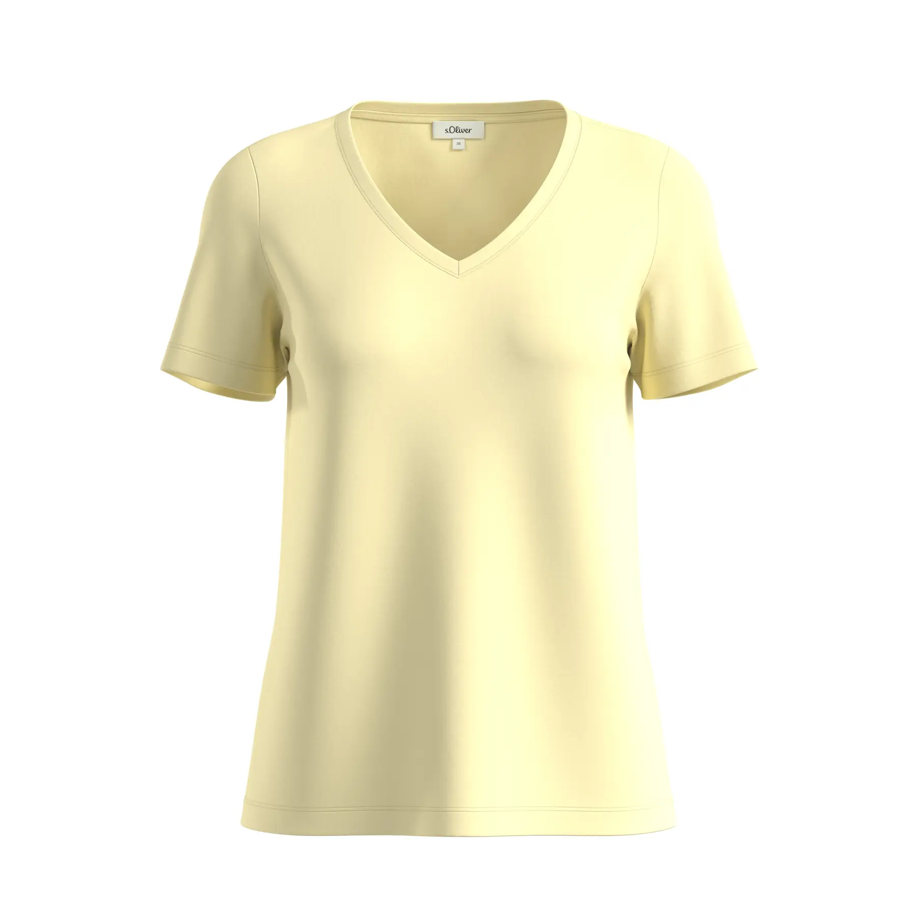 Damen T-Shirt aus elastischem Baumwollmix mit V-Ausschnitt s.Oliver