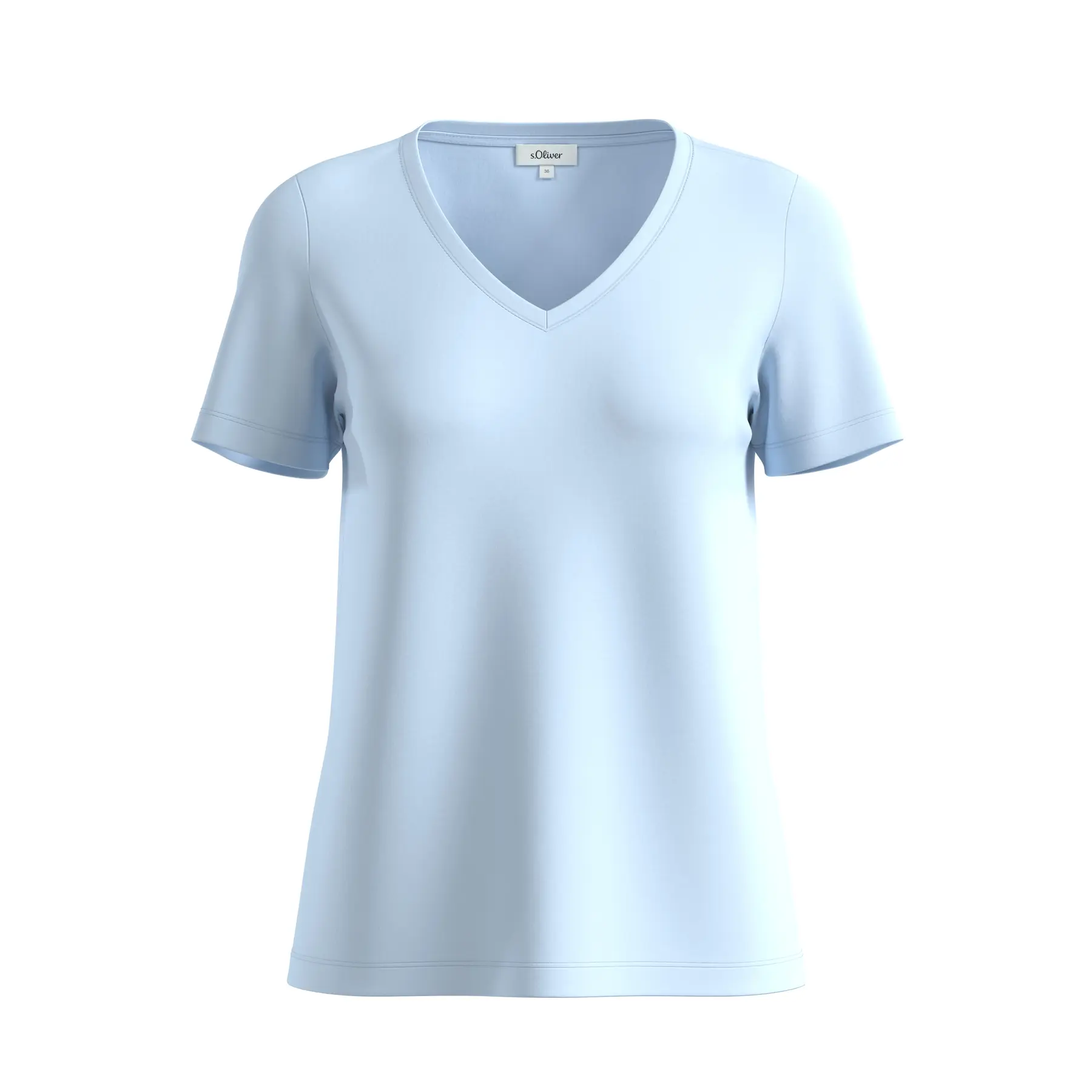 Damen T-Shirt aus elastischem Baumwollmix mit V-Ausschnitt s.Oliver