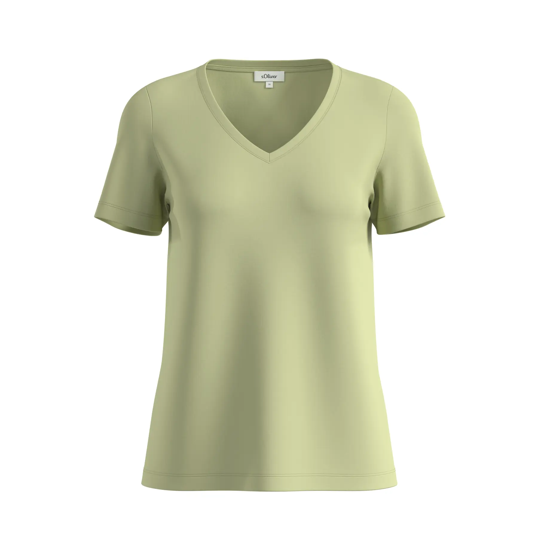 Damen T-Shirt aus elastischem Baumwollmix mit V-Ausschnitt s.Oliver