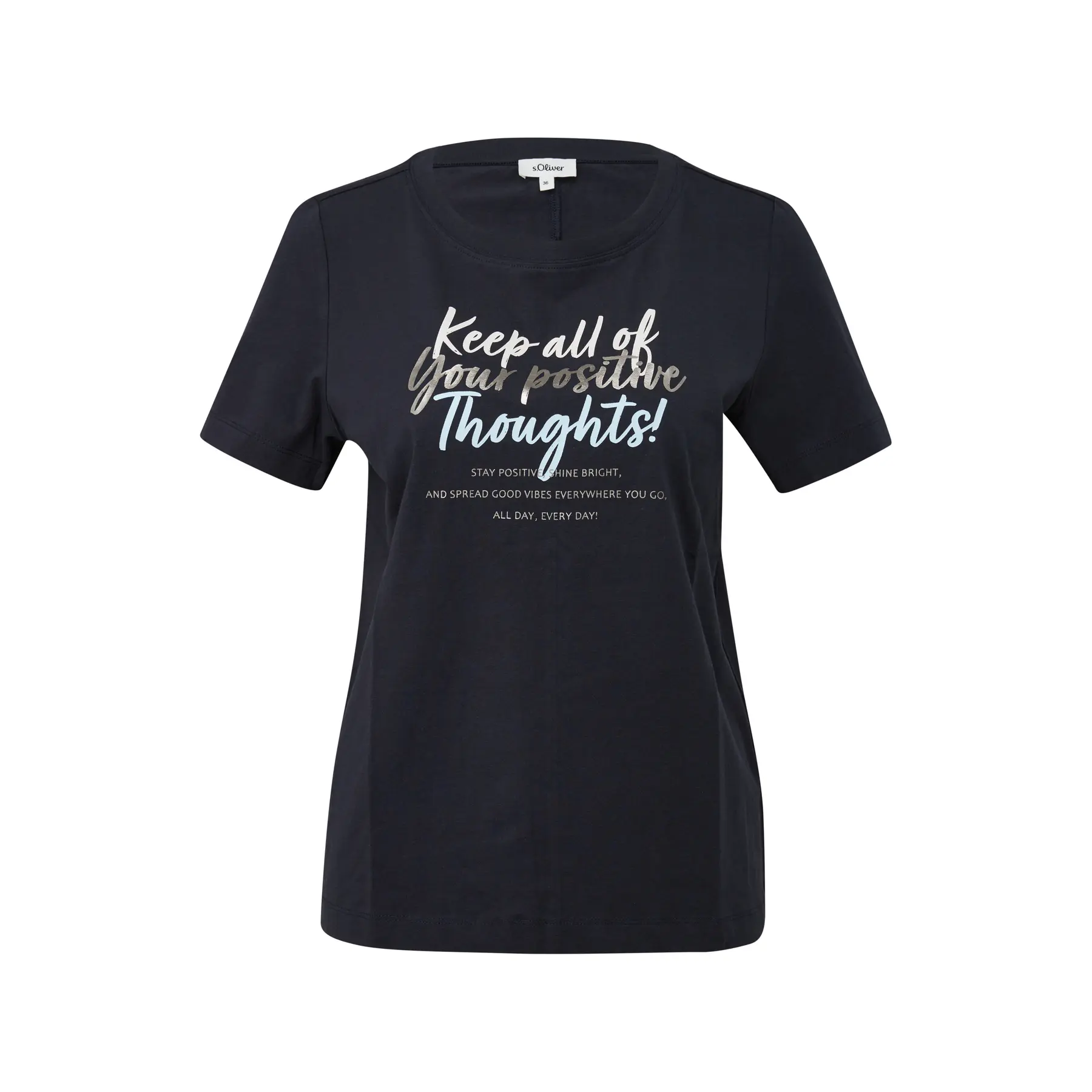 T-Shirt aus weichem Baumwollmix mit Artwork und Rundhalsausschnitt Damen s.Oliver