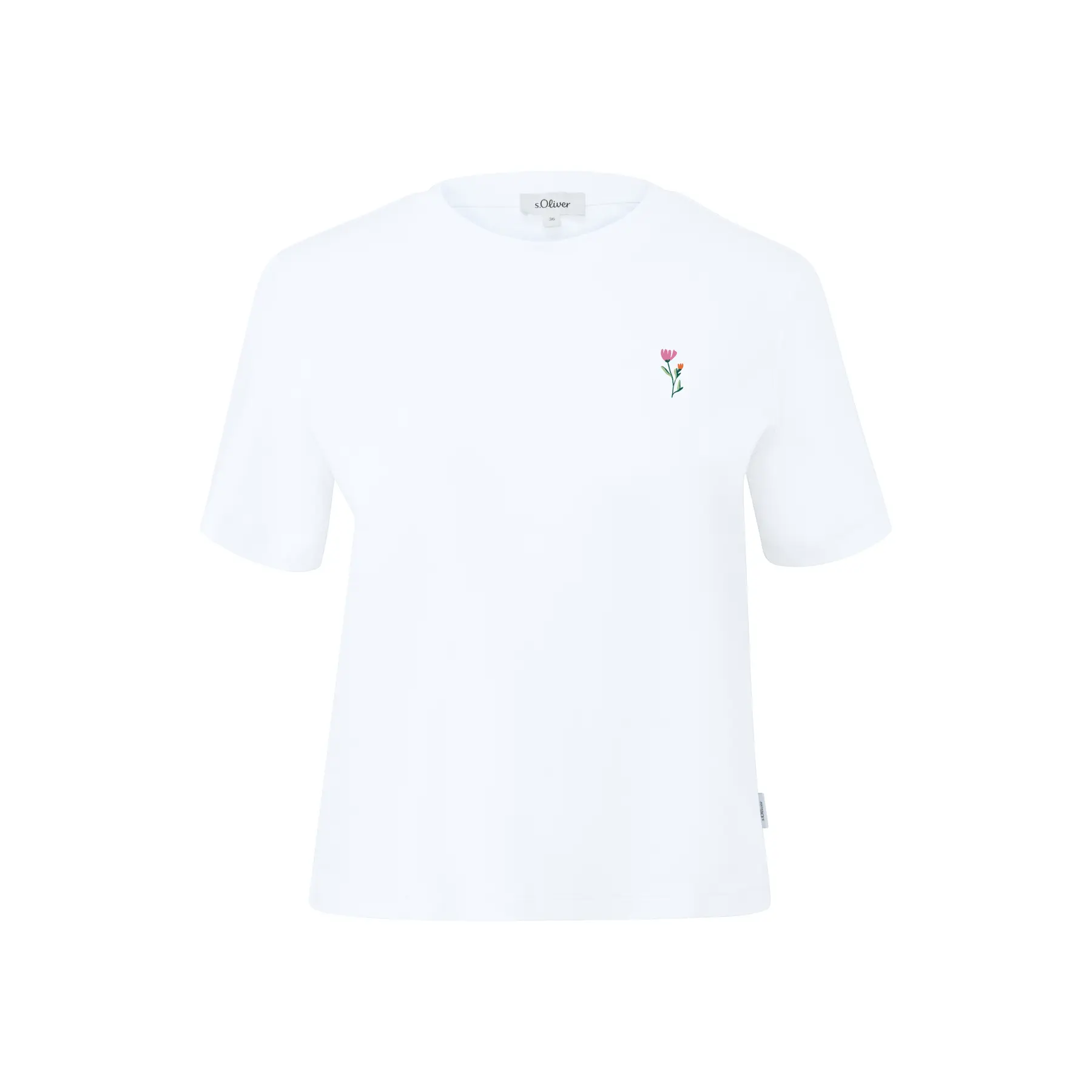 Damen T-Shirt aus Baumwolle mit Druck vorne und Logo-Patch s.Oliver