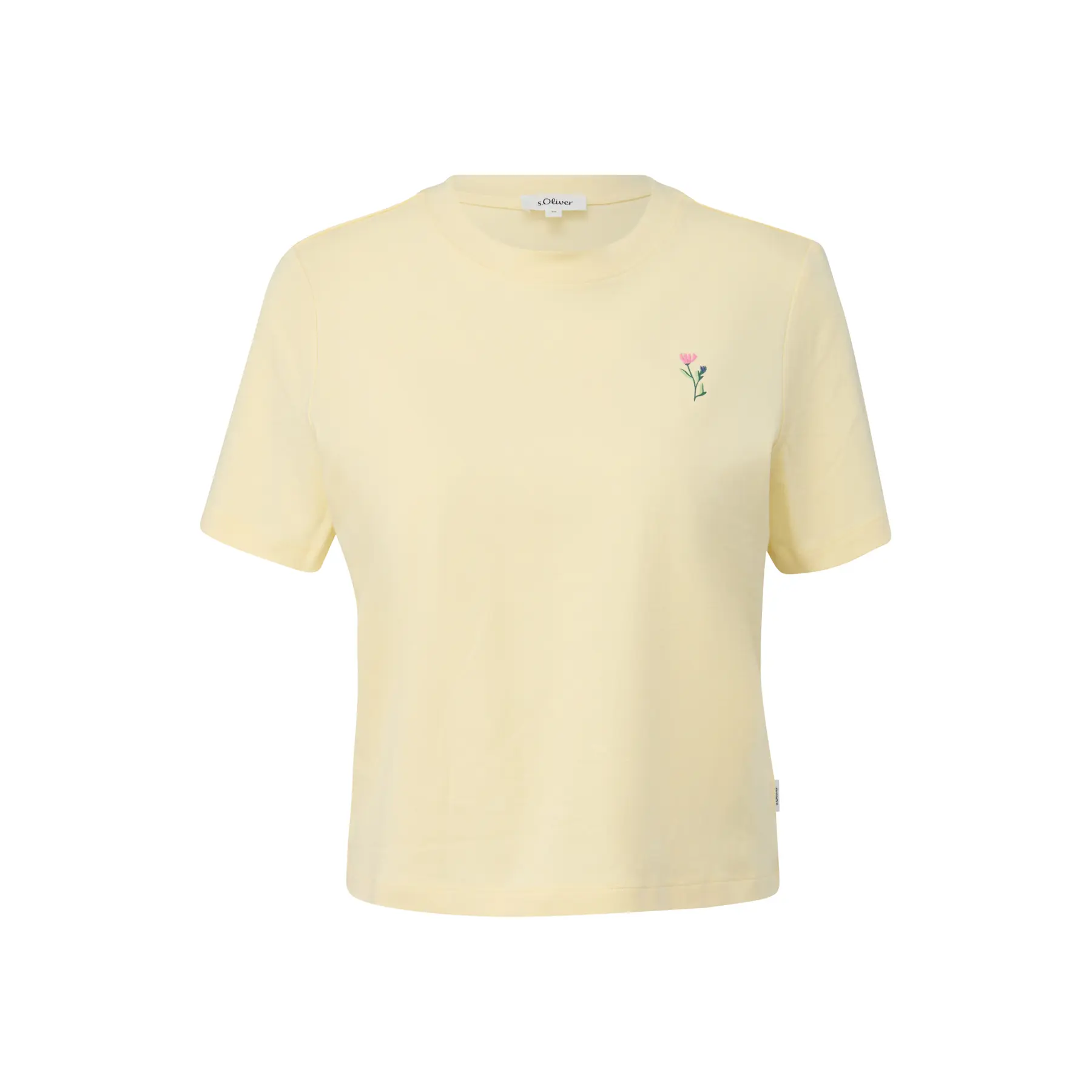 Damen T-Shirt aus Baumwolle mit Druck vorne und Logo-Patch s.Oliver