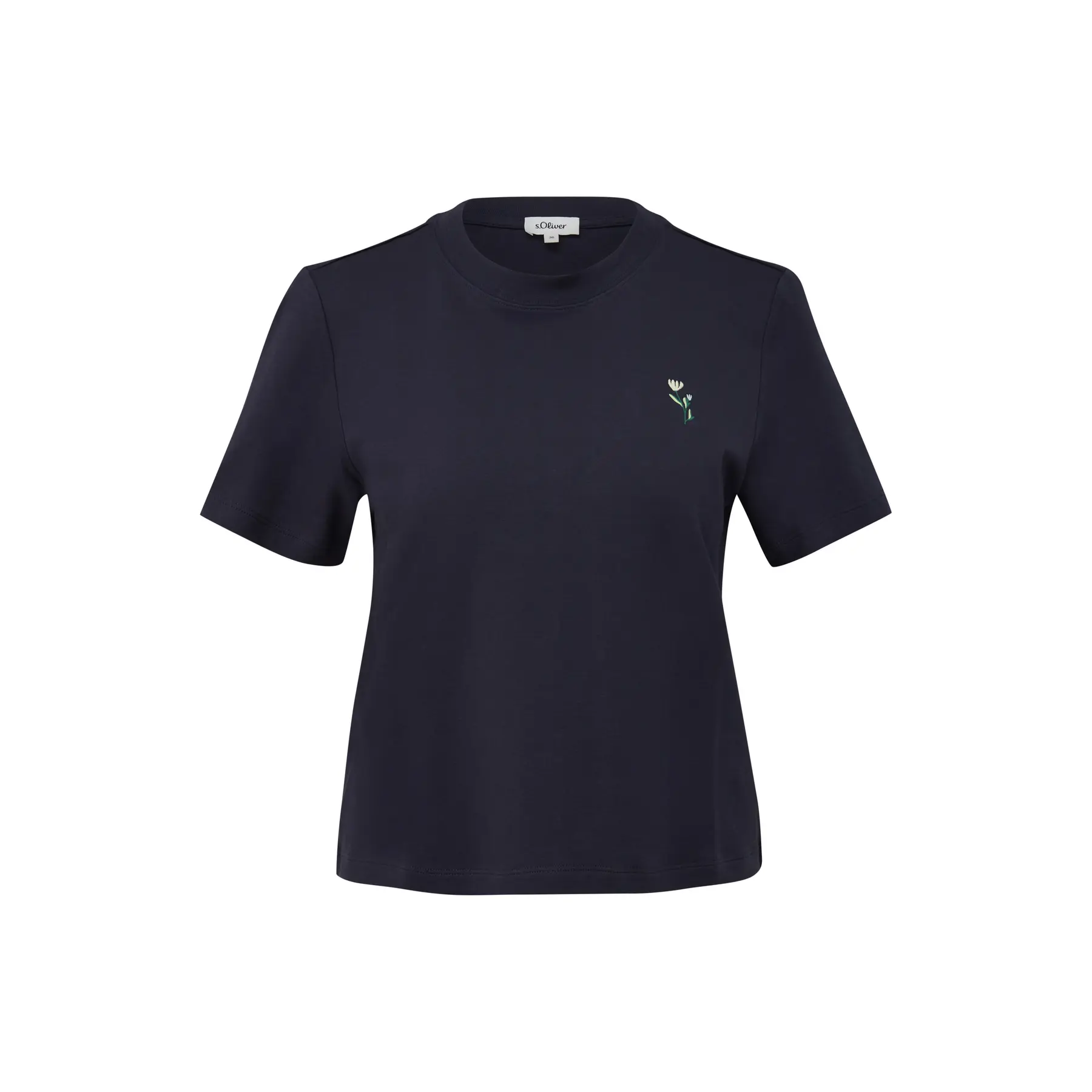 Damen T-Shirt aus Baumwolle mit Druck vorne und Logo-Patch s.Oliver