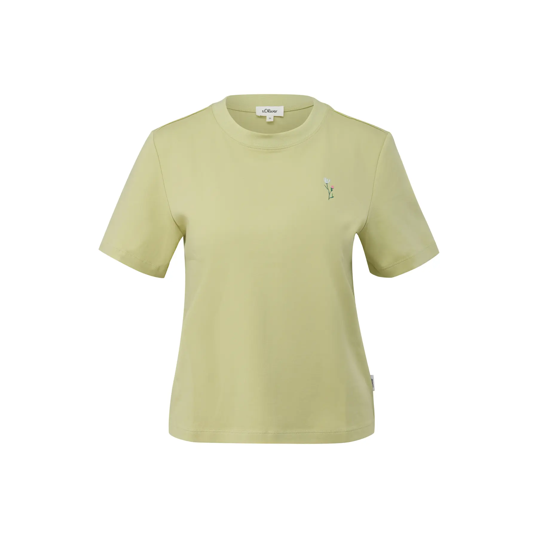 Damen T-Shirt aus Baumwolle mit Druck vorne und Logo-Patch s.Oliver