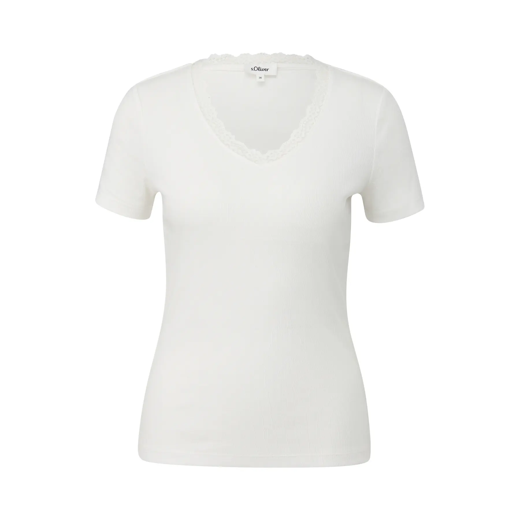 Damen T-Shirt aus weichem Baumwollmischgewebe mit V-Ausschnitt s.Oliver