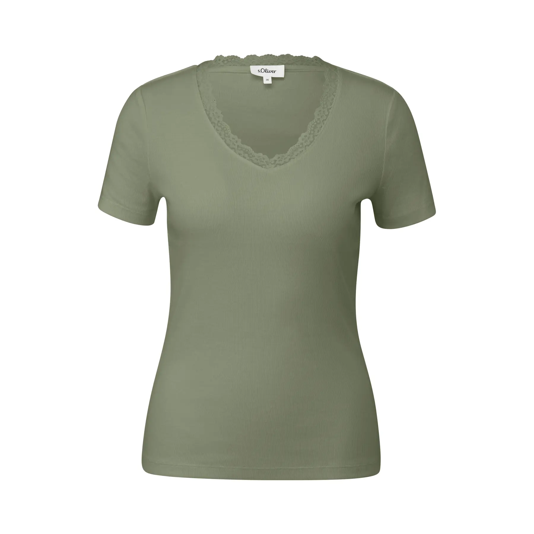 Damen T-Shirt aus weichem Baumwollmischgewebe mit V-Ausschnitt s.Oliver