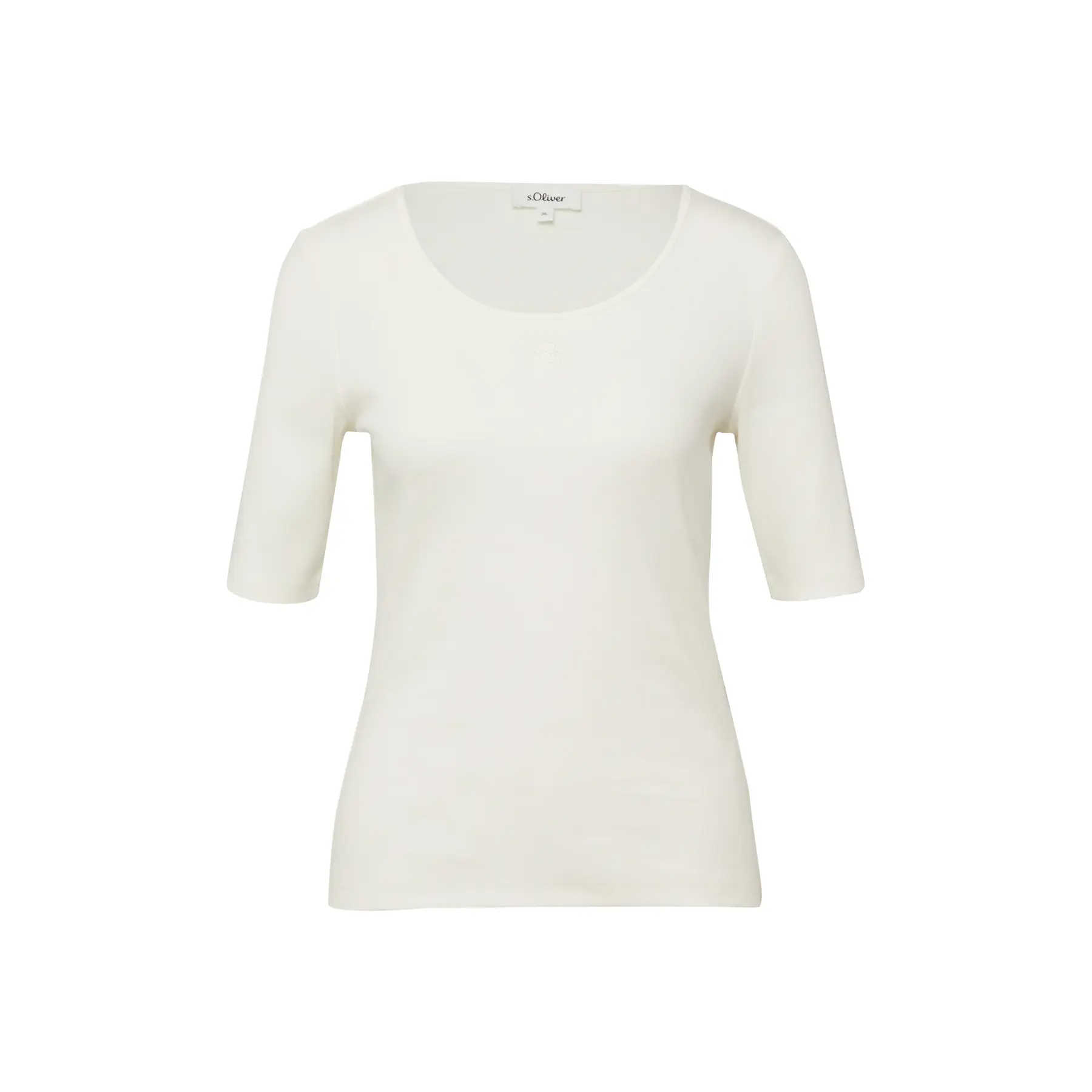 Gestreiftes T-Shirt aus weichem Baumwollmischgewebe mit Damen-Artwork s.Oliver