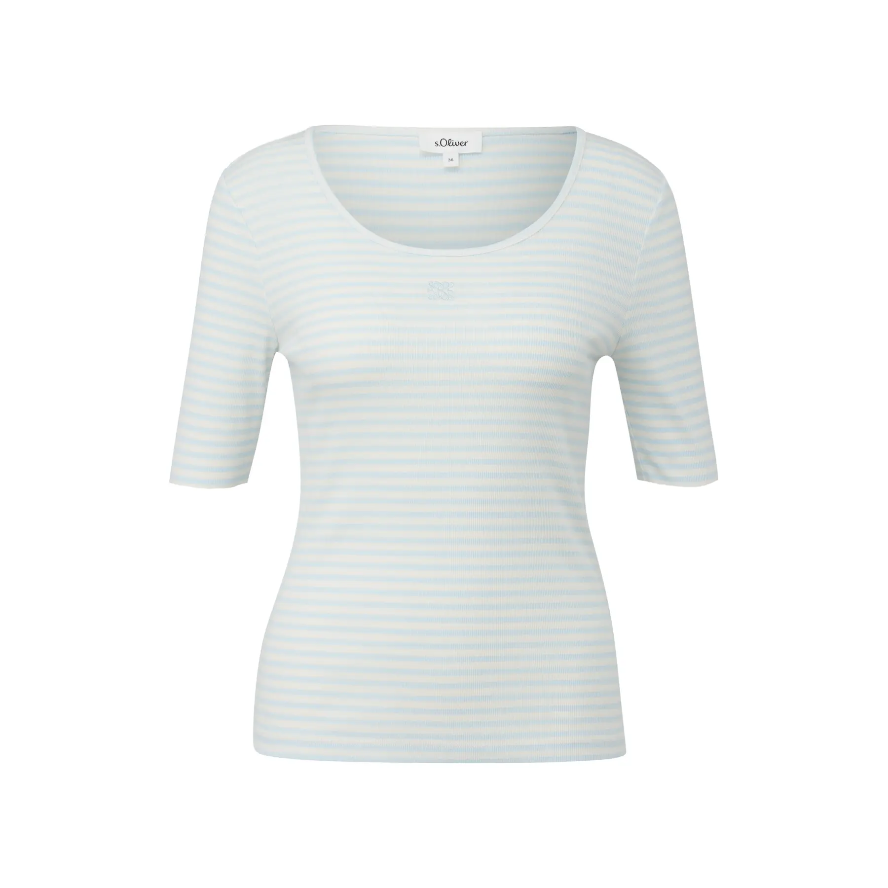 Gestreiftes T-Shirt aus weichem Baumwollmischgewebe mit Damen-Artwork s.Oliver