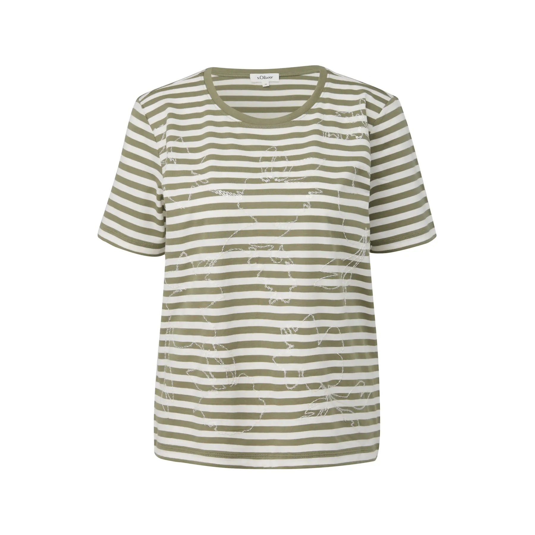 Gestreifter Jersey T-Shirt mit Stickerei für Damen s.Oliver