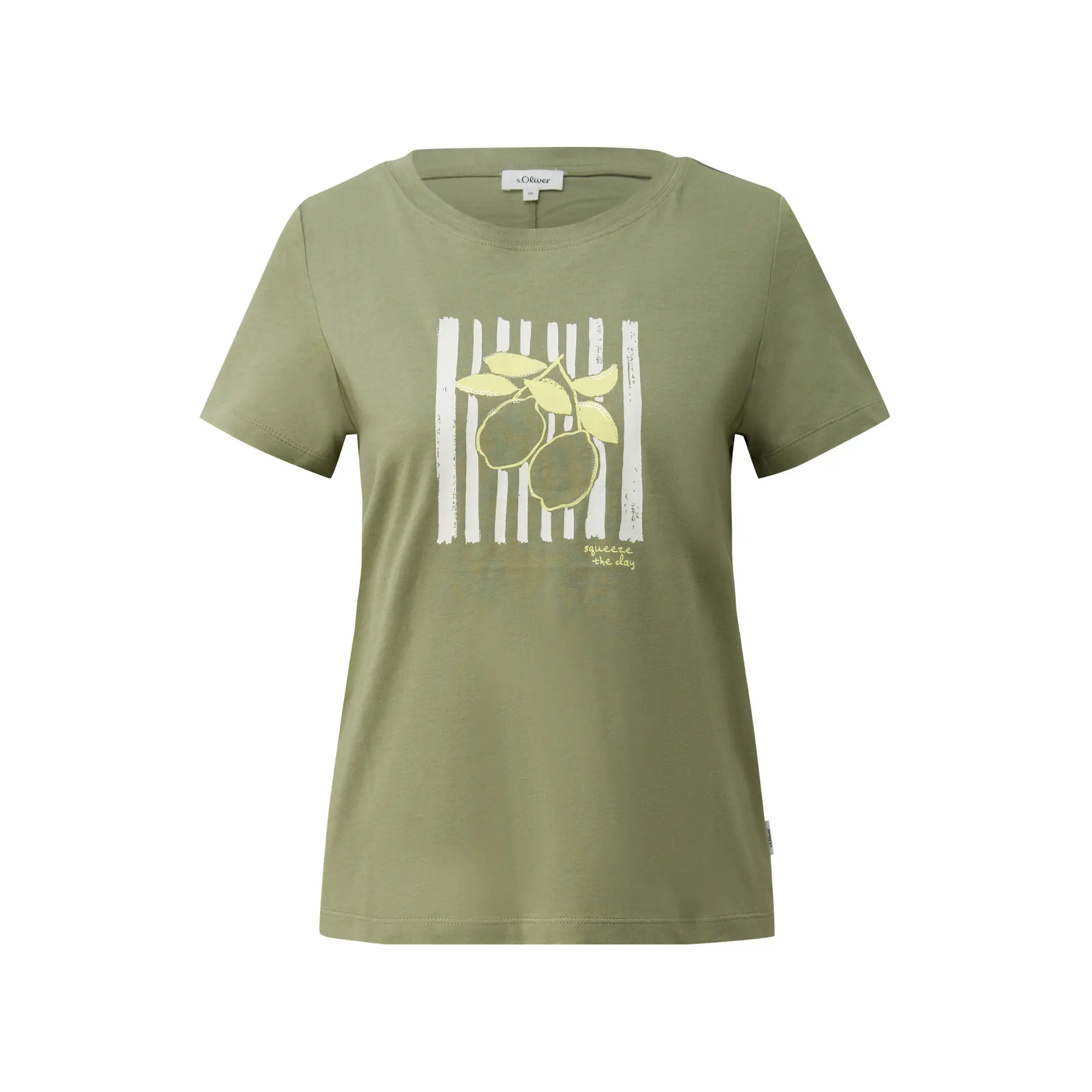 Damen T-Shirt aus Baumwolle mit Frontdruck und dekorativem Steppstich s.Oliver