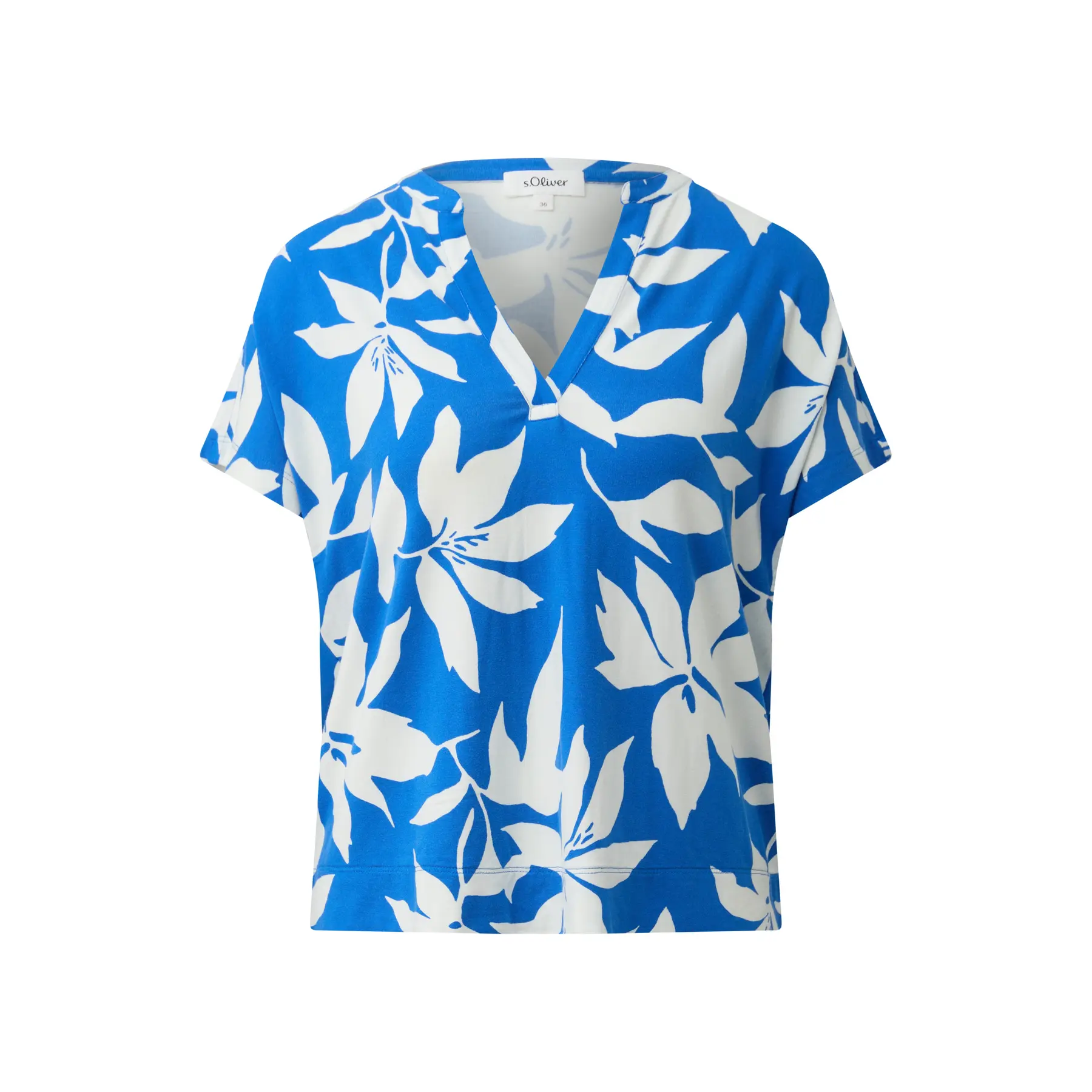 Motiv-T-Shirt aus Jersey mit V-Ausschnitt für Damen s.Oliver