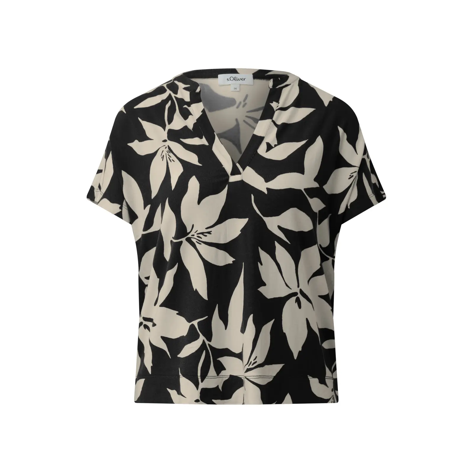 Motiv-T-Shirt aus Jersey mit V-Ausschnitt für Damen s.Oliver