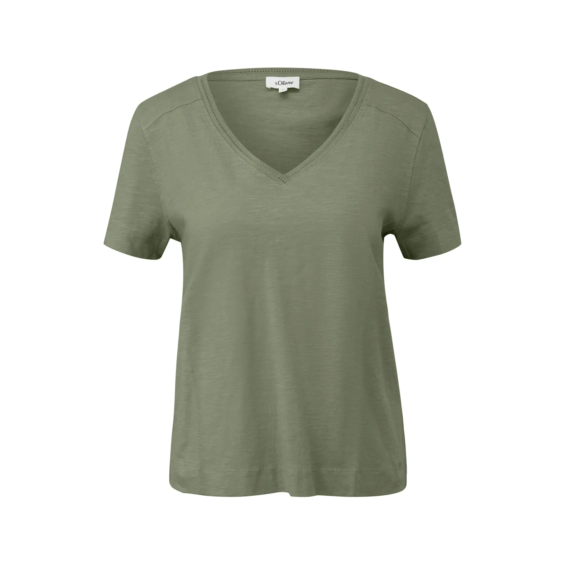 T-shirt morbido in jersey con scollo a V e inserti davanti donna