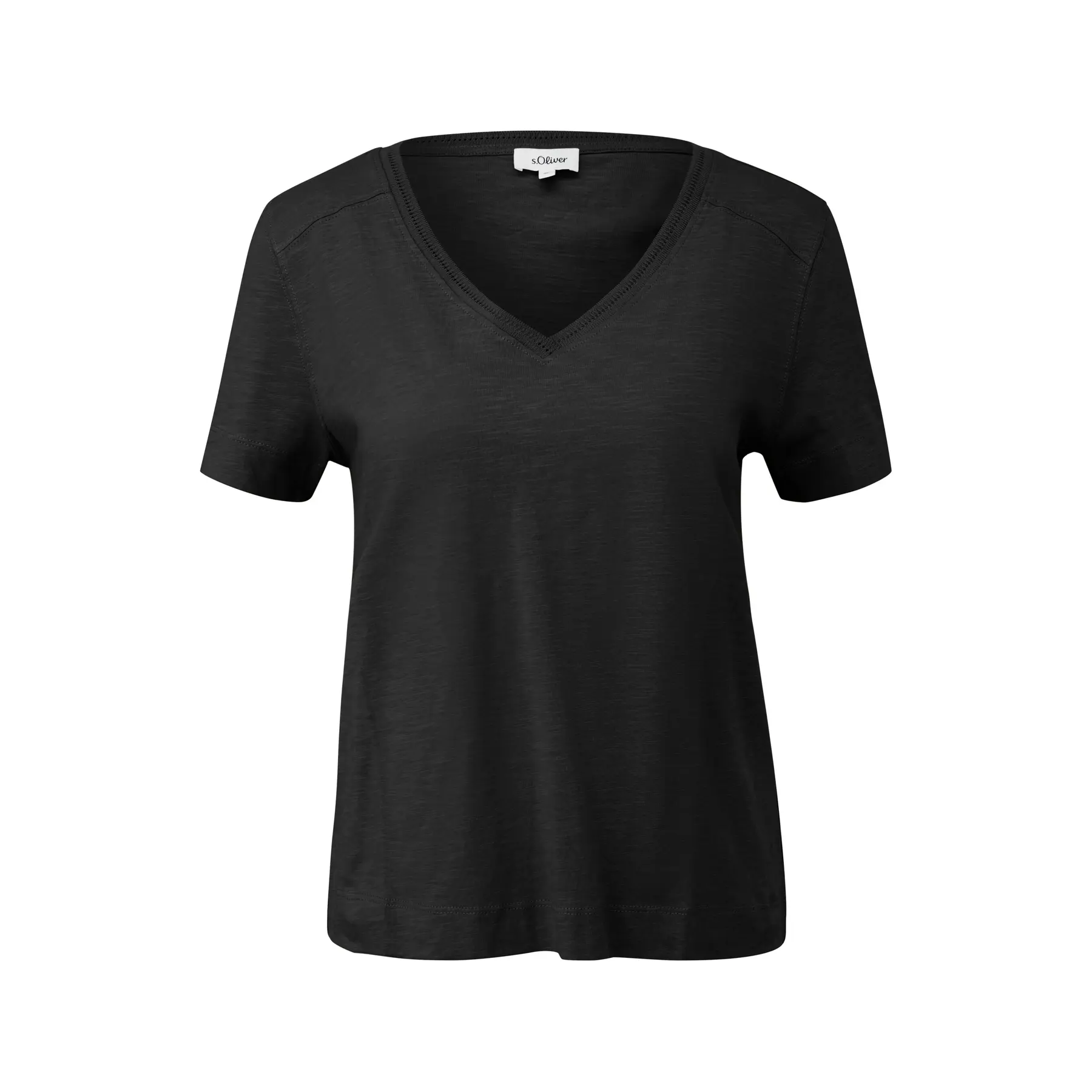 T-shirt morbido in jersey con scollo a V e inserti davanti donna