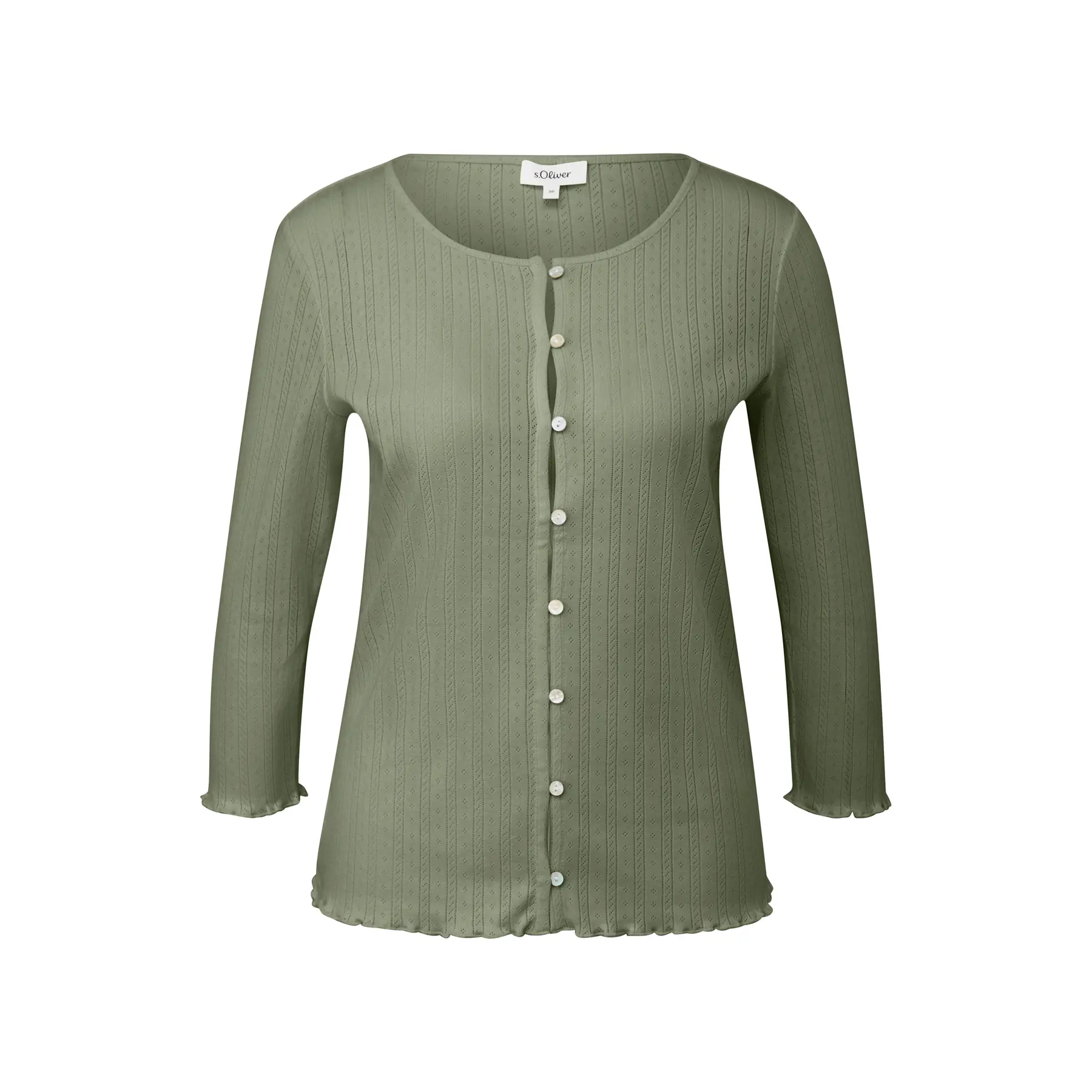 Damen 3/4-Ärmel weiche Lochstrickjacke s.Oliver