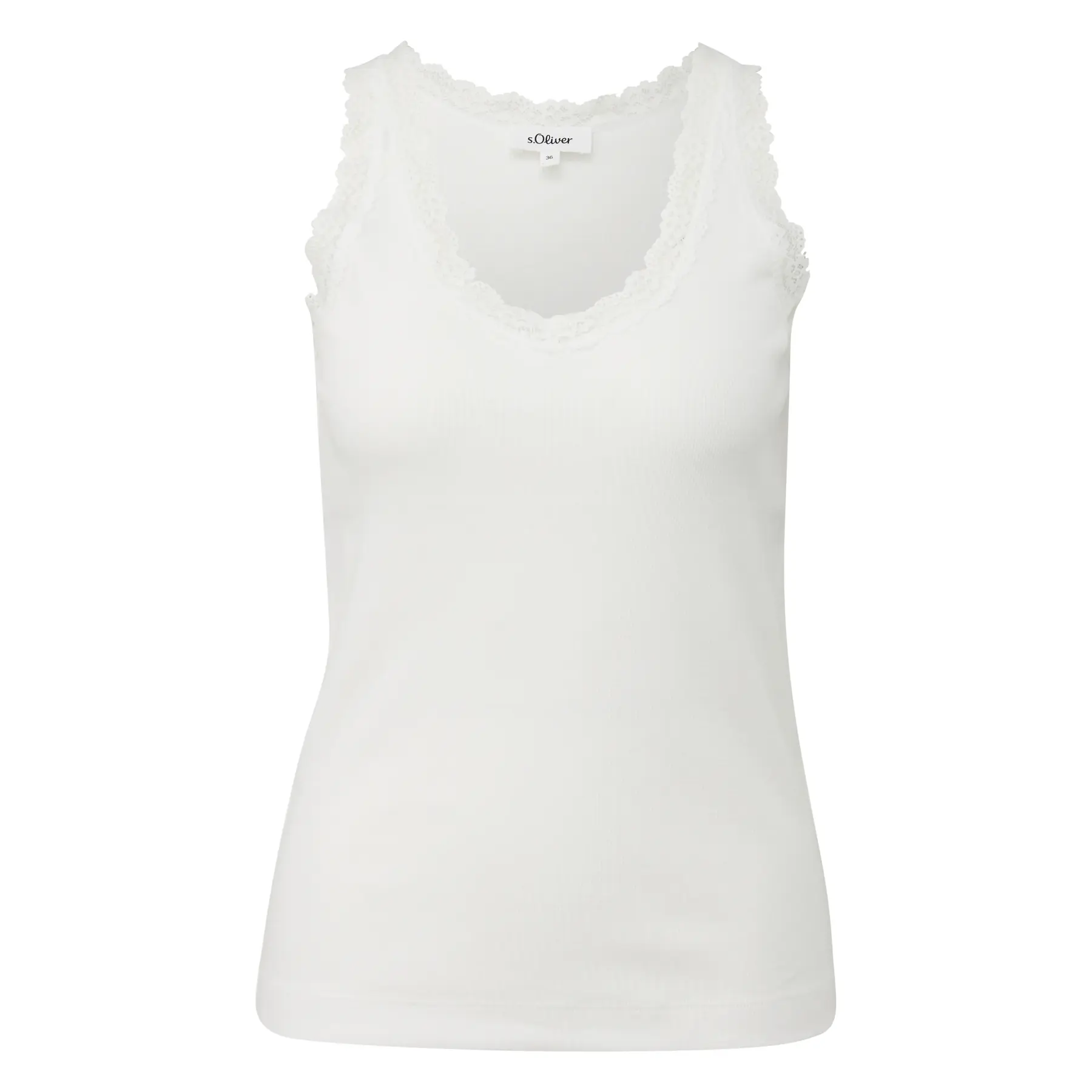 Damen Jersey T-Shirt mit V-Ausschnitt und Spitzendetails s.Oliver